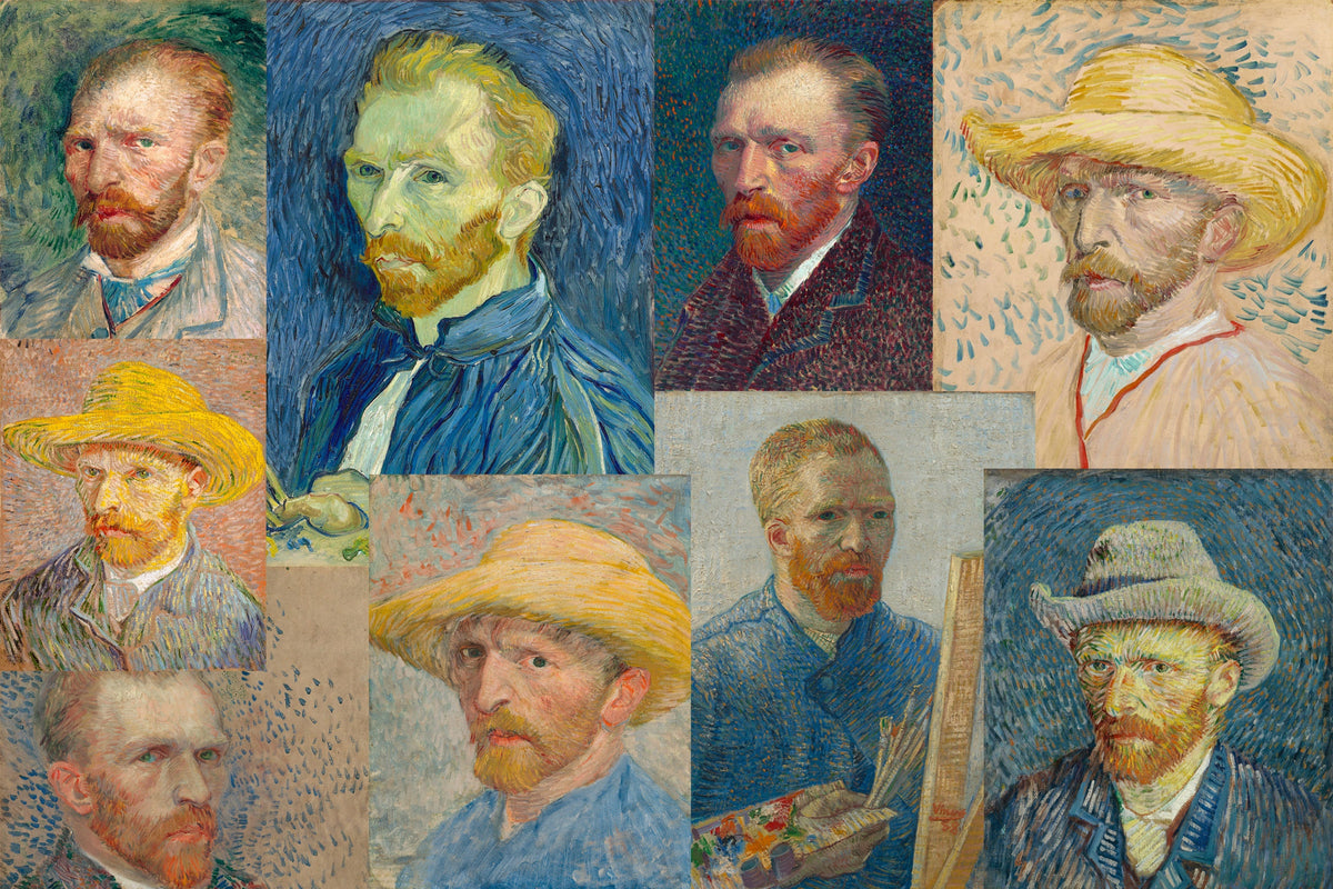 Dziewięć autoportretów Vincenta van Gogha, namalowanych głównie w Paryżu w latach 1886–1888, kilka w słomkowym kapeluszu