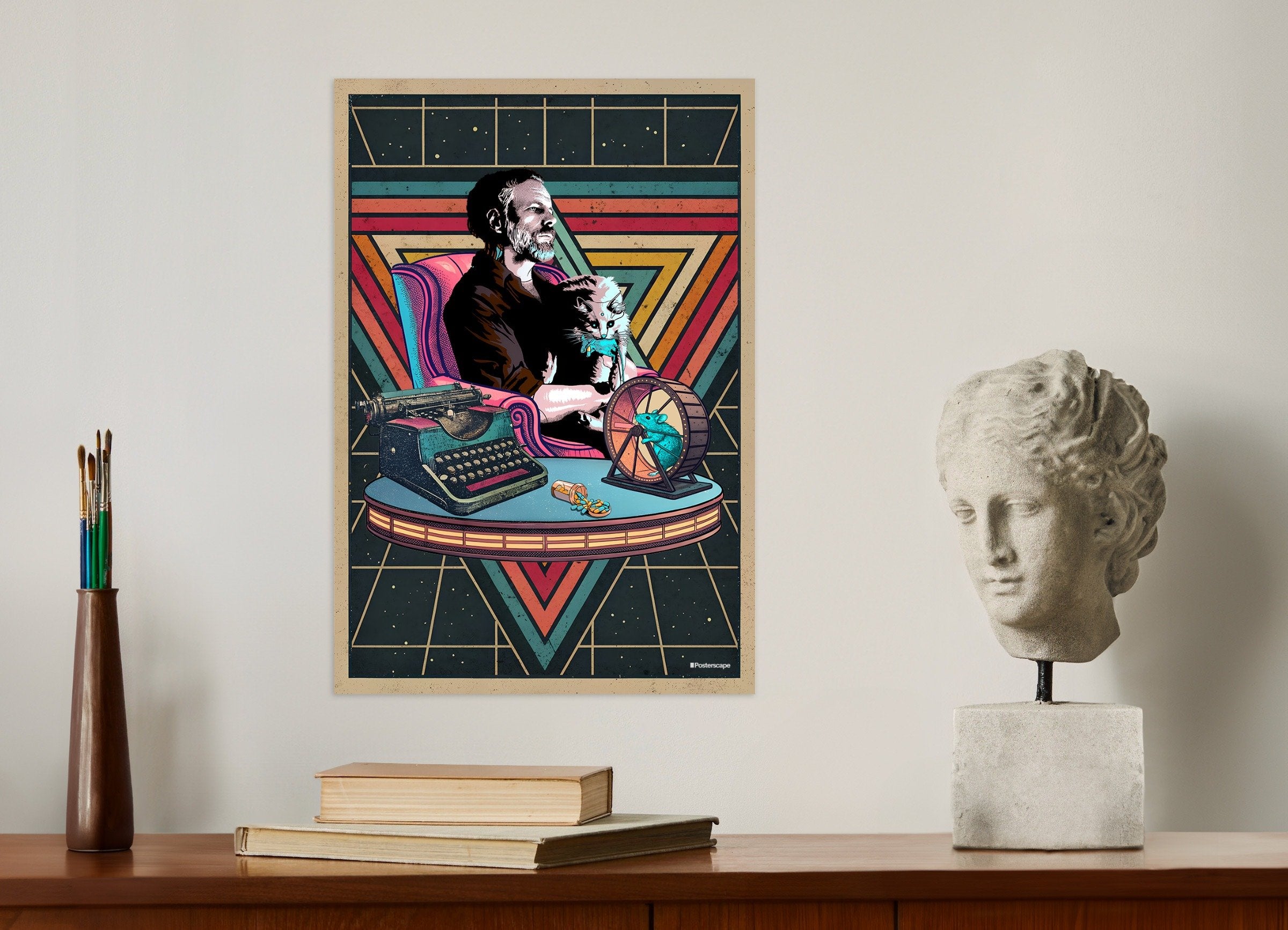 Plakat z cytatem Philipa K. Dicka - "Jestem żywy, a ty jesteś martwy" - Retro plakat science fiction