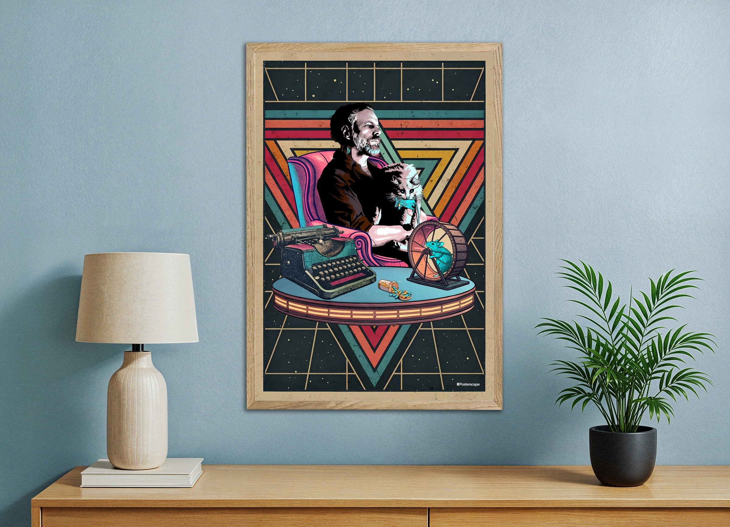 Plakat z cytatem Philipa K. Dicka - "Jestem żywy, a ty jesteś martwy" - Retro plakat science fiction
