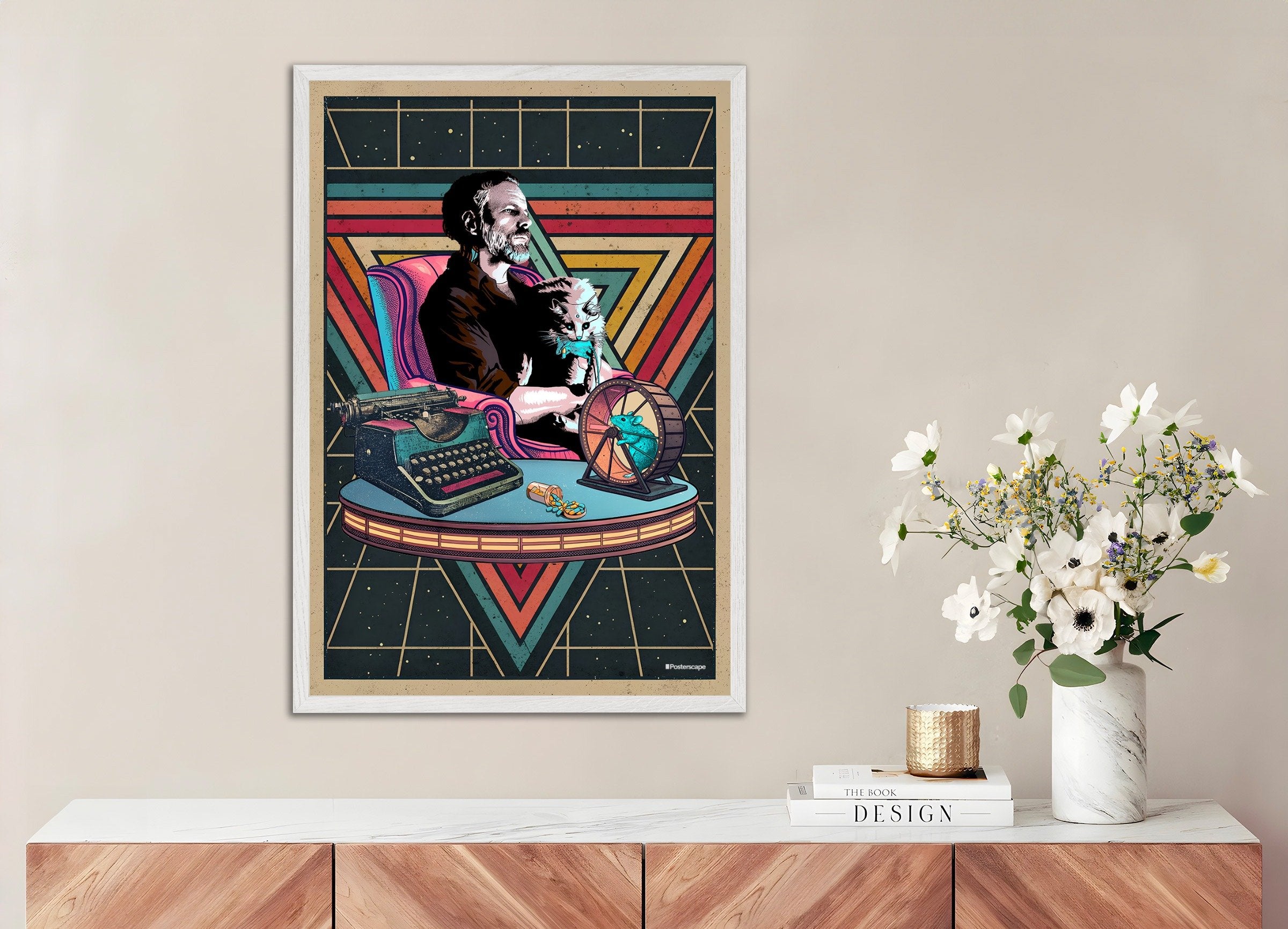 Plakat z cytatem Philipa K. Dicka - "Jestem żywy, a ty jesteś martwy" - Retro plakat science fiction