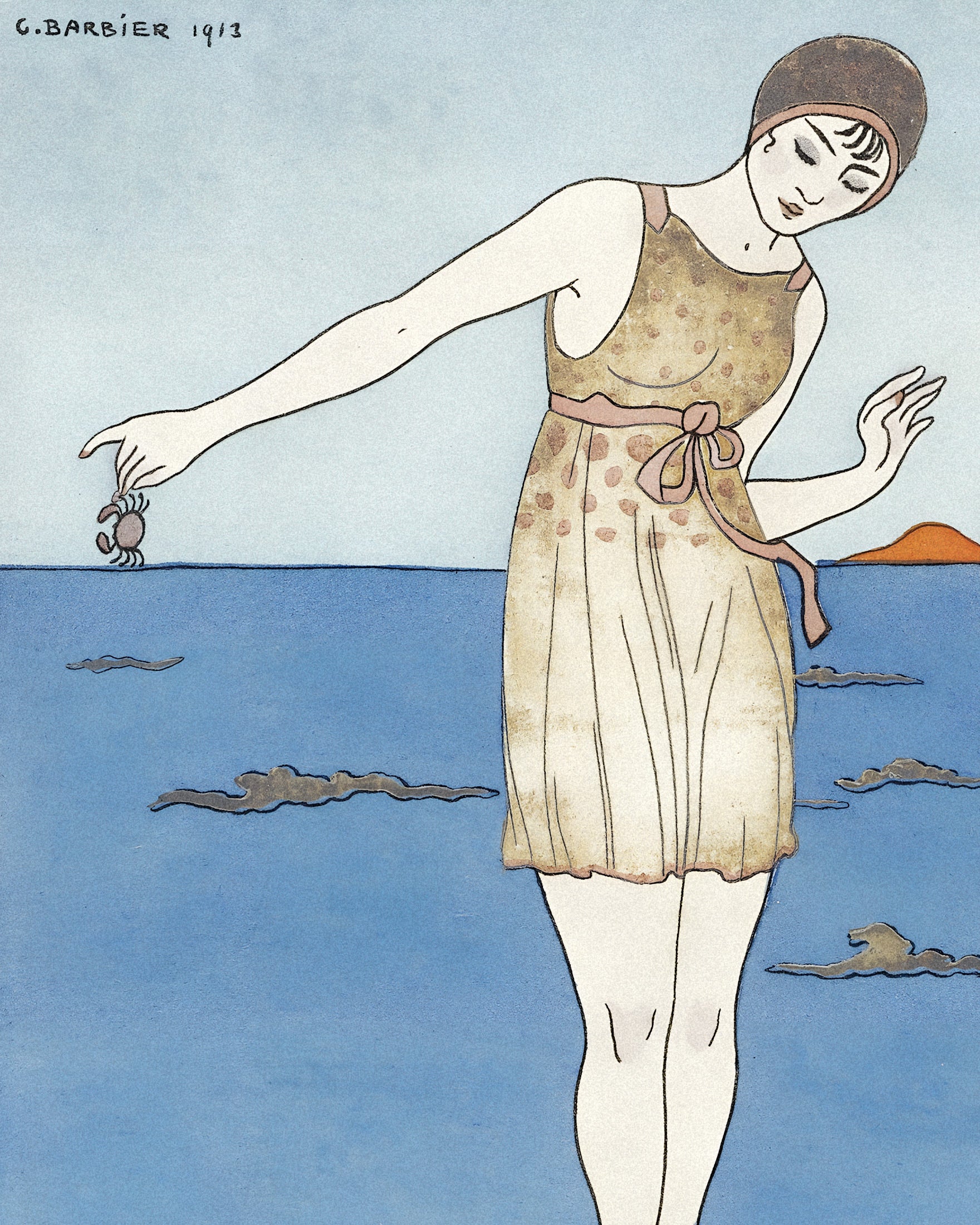 "Costume de Bain" autorstwa Georges Barbier (1913) - plakat Art Deco