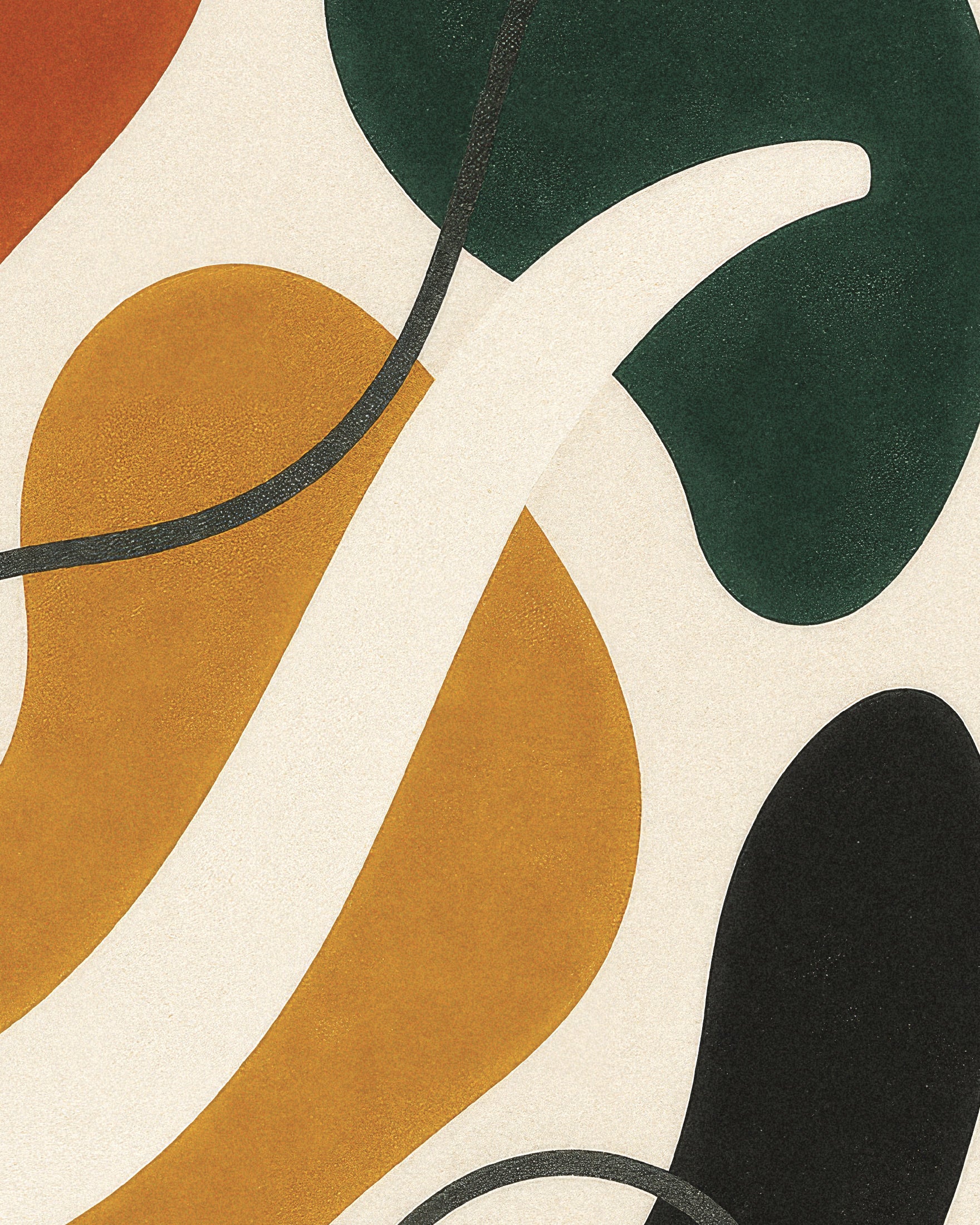 Inflections 02 – kolorowy abstrakcyjny plakat z organicznymi kształtami