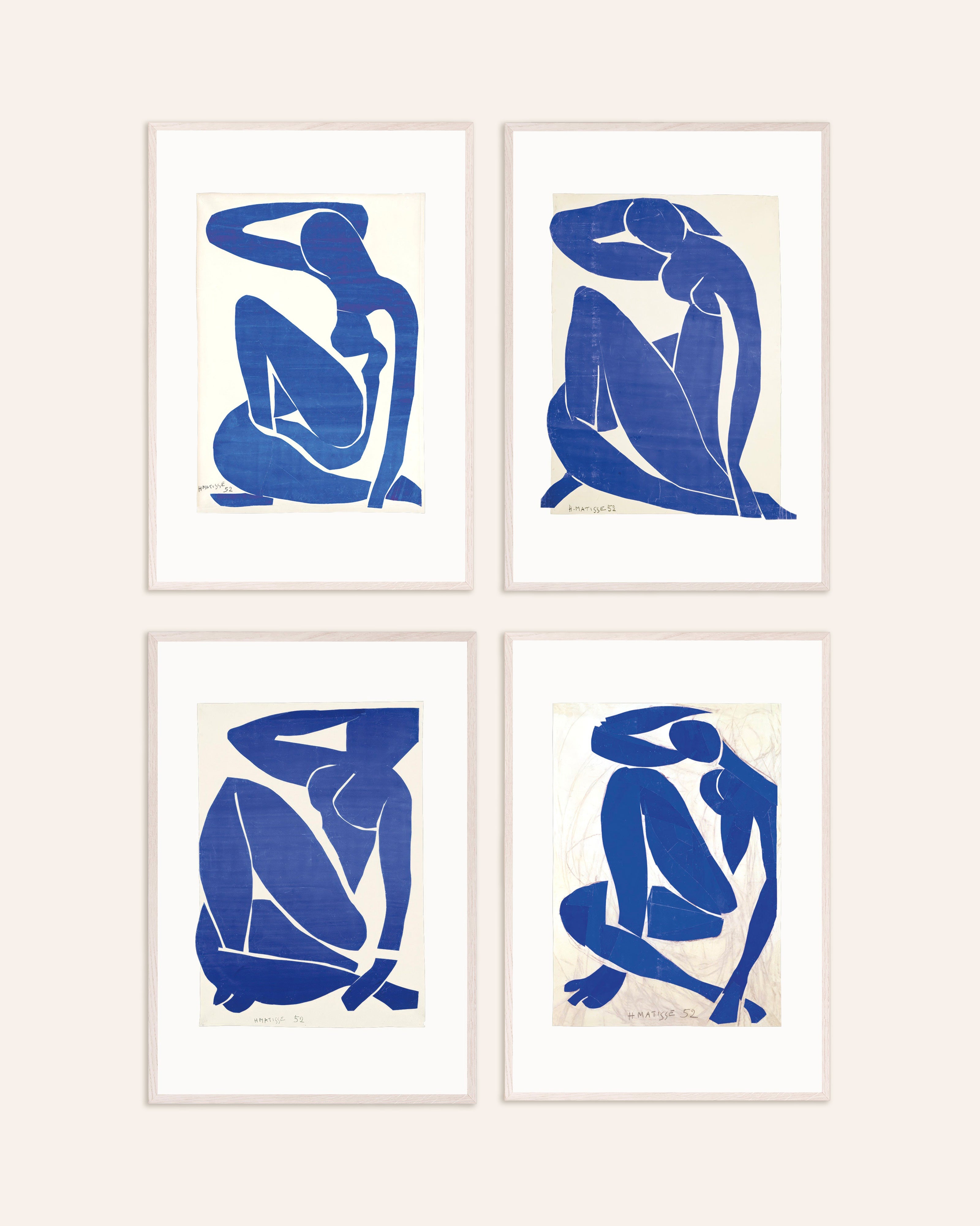 Matisse blue nudes, 4 art prints, pack