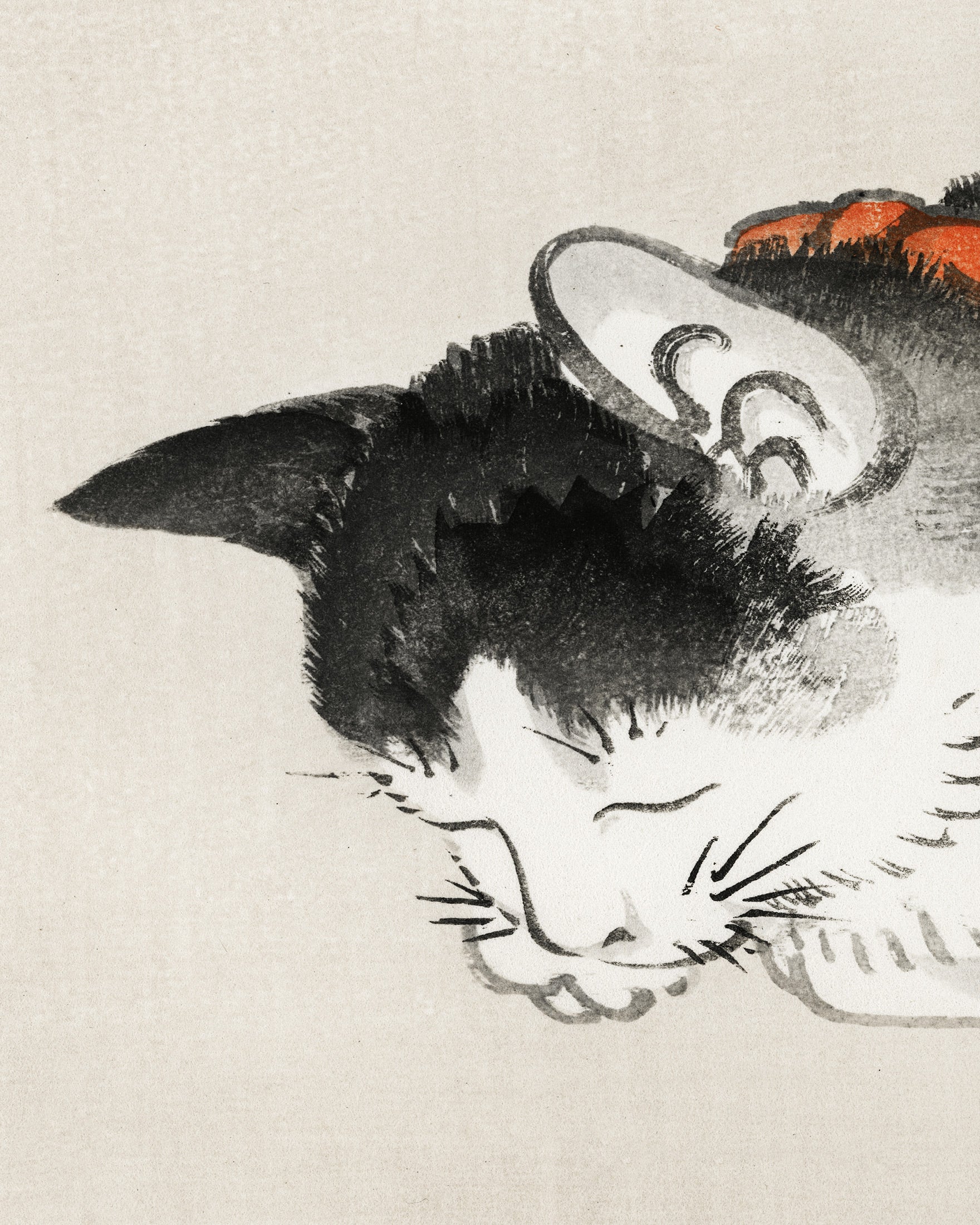 Śpiący kot, Kōno Bairei Plakat