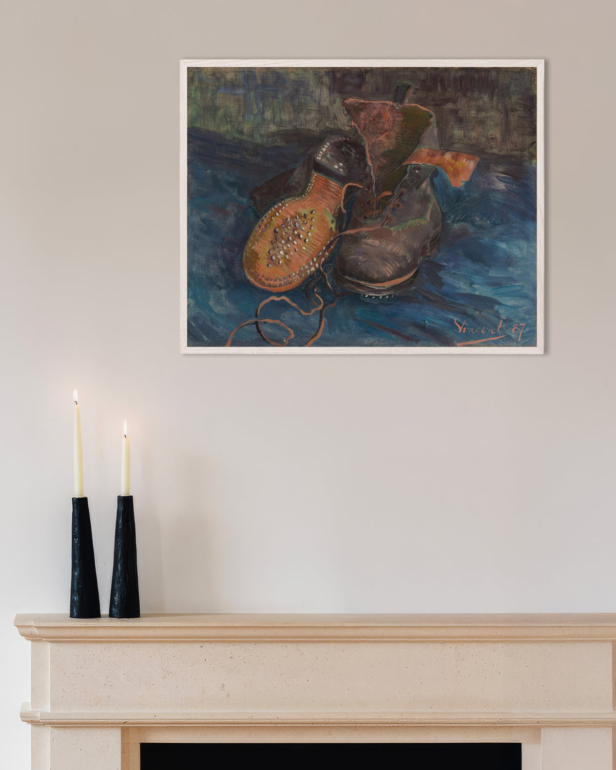 Plakat „Para butów (1887), Vincent van Gogh” w białej drewnianej ramie