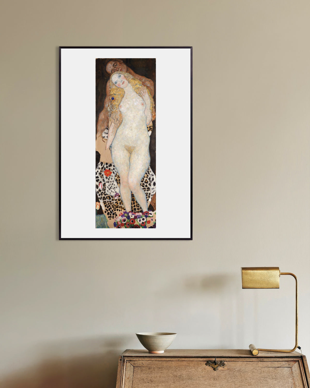 Plakat Adam i Ewa (1917–1918), Gustav Klimt, w metalowej ramie