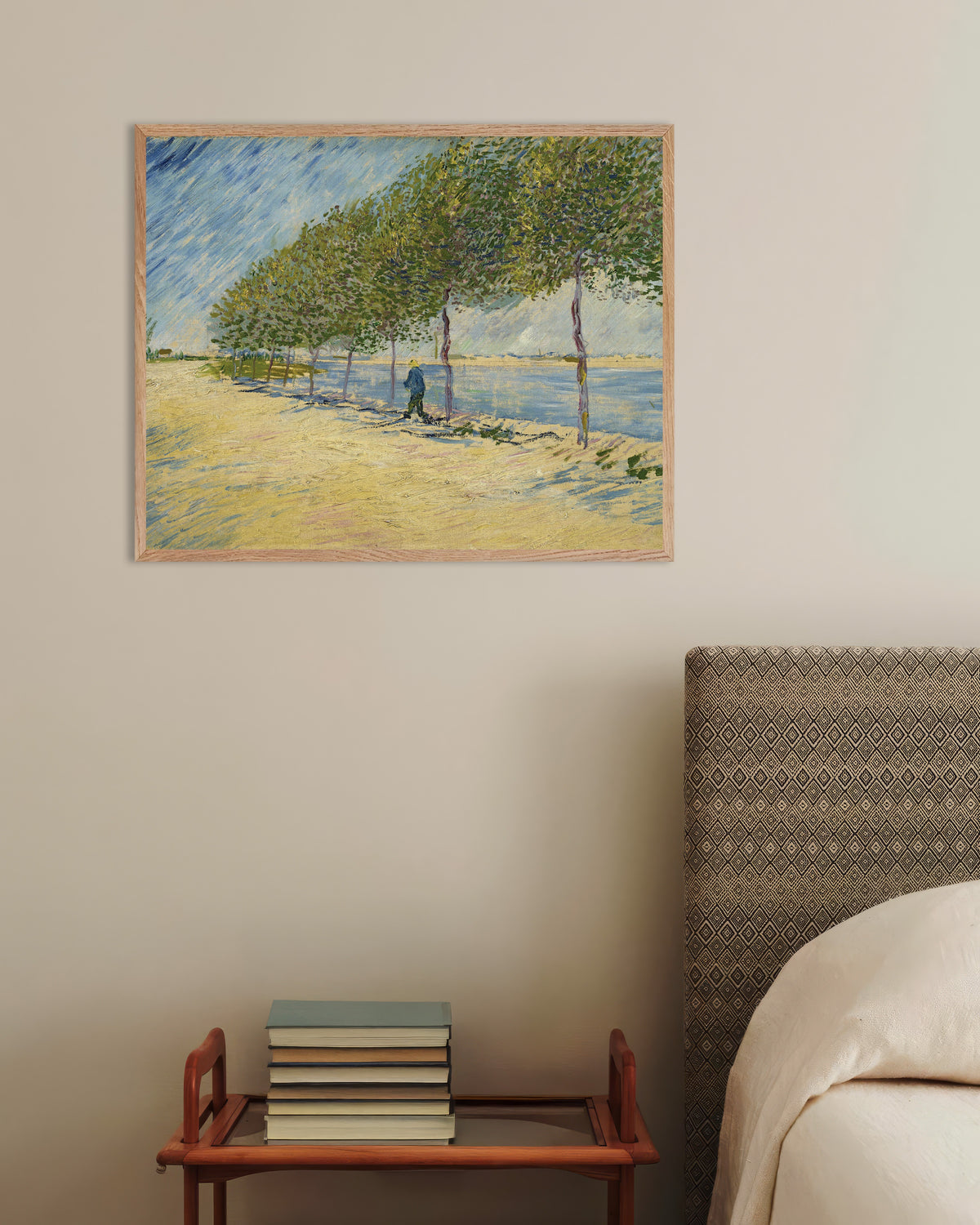 Plakat „Nad Sekwaną (1887), Vincent van Gogh” w ramie z naturalnego drewna