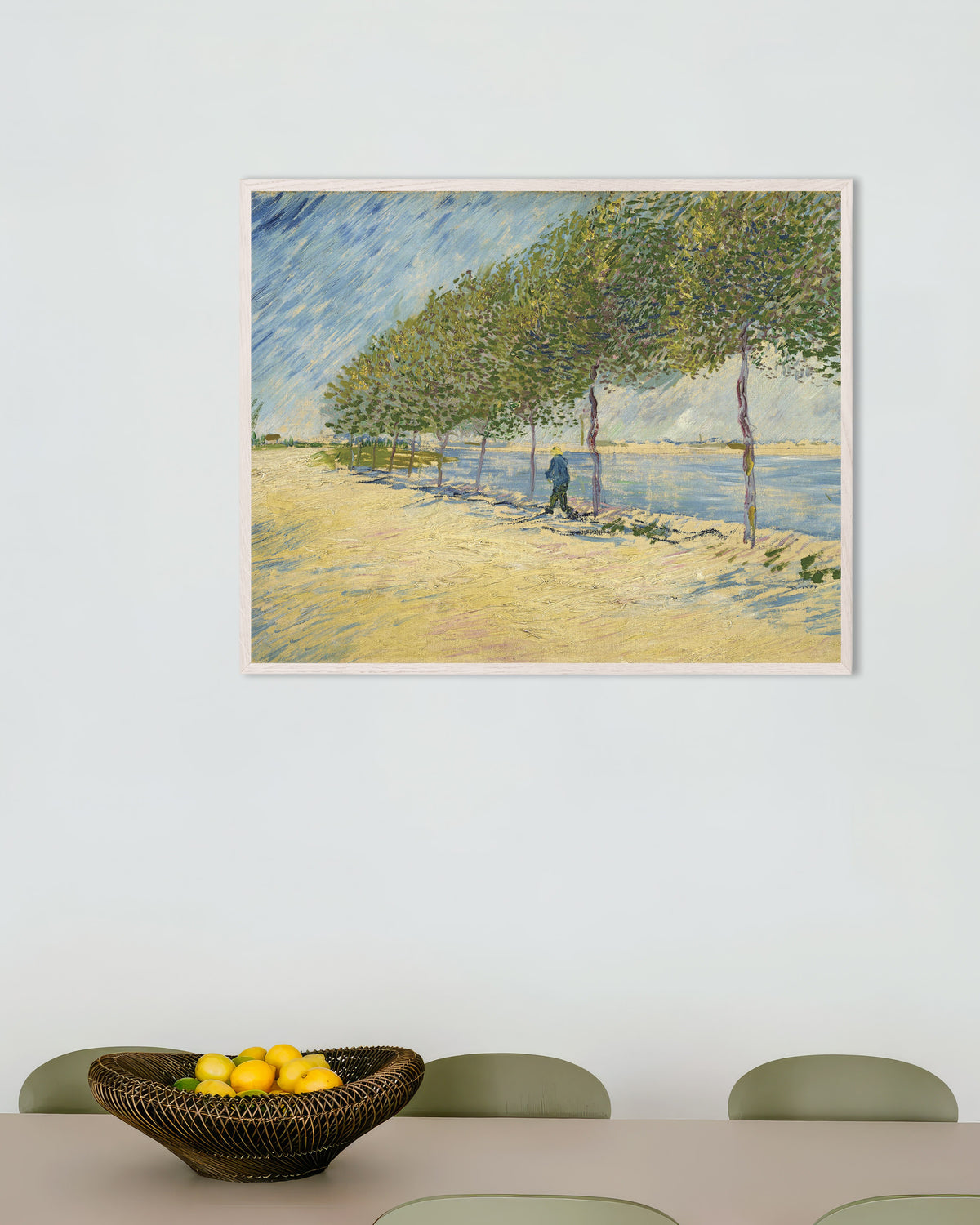 Plakat „Nad Sekwaną (1887), Vincent van Gogh” w białej drewnianej ramie