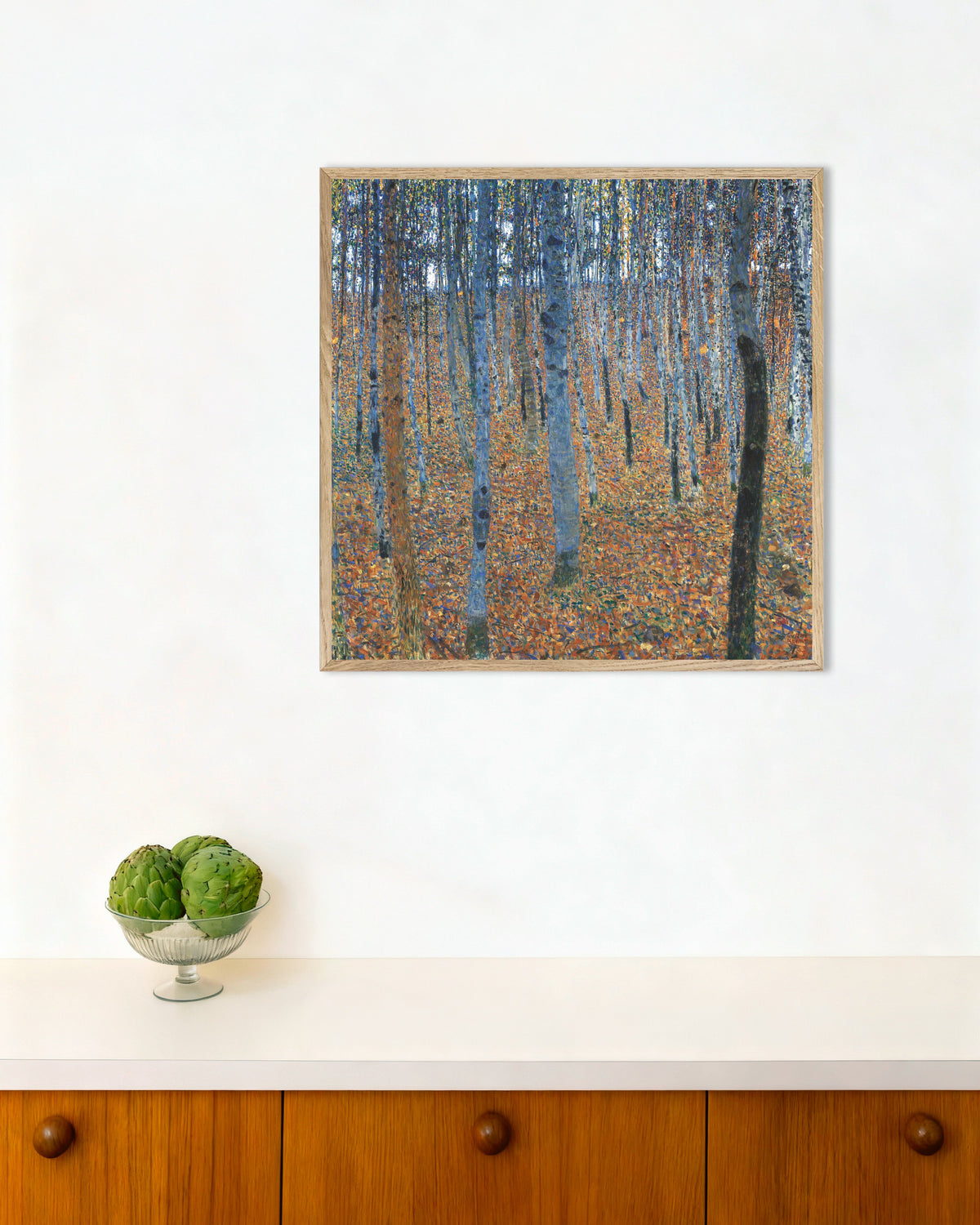 Plakat Las bukowy I (1902), Gustav Klimt, w ramie z naturalnego drewna