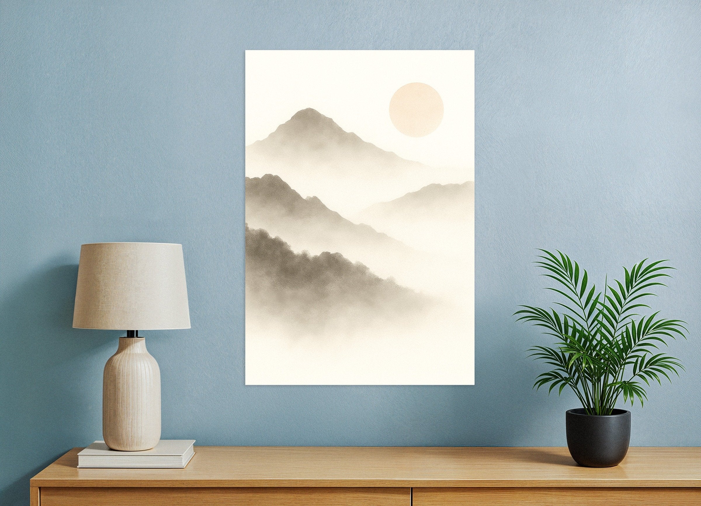 Poster of Beige mountain landscape art print