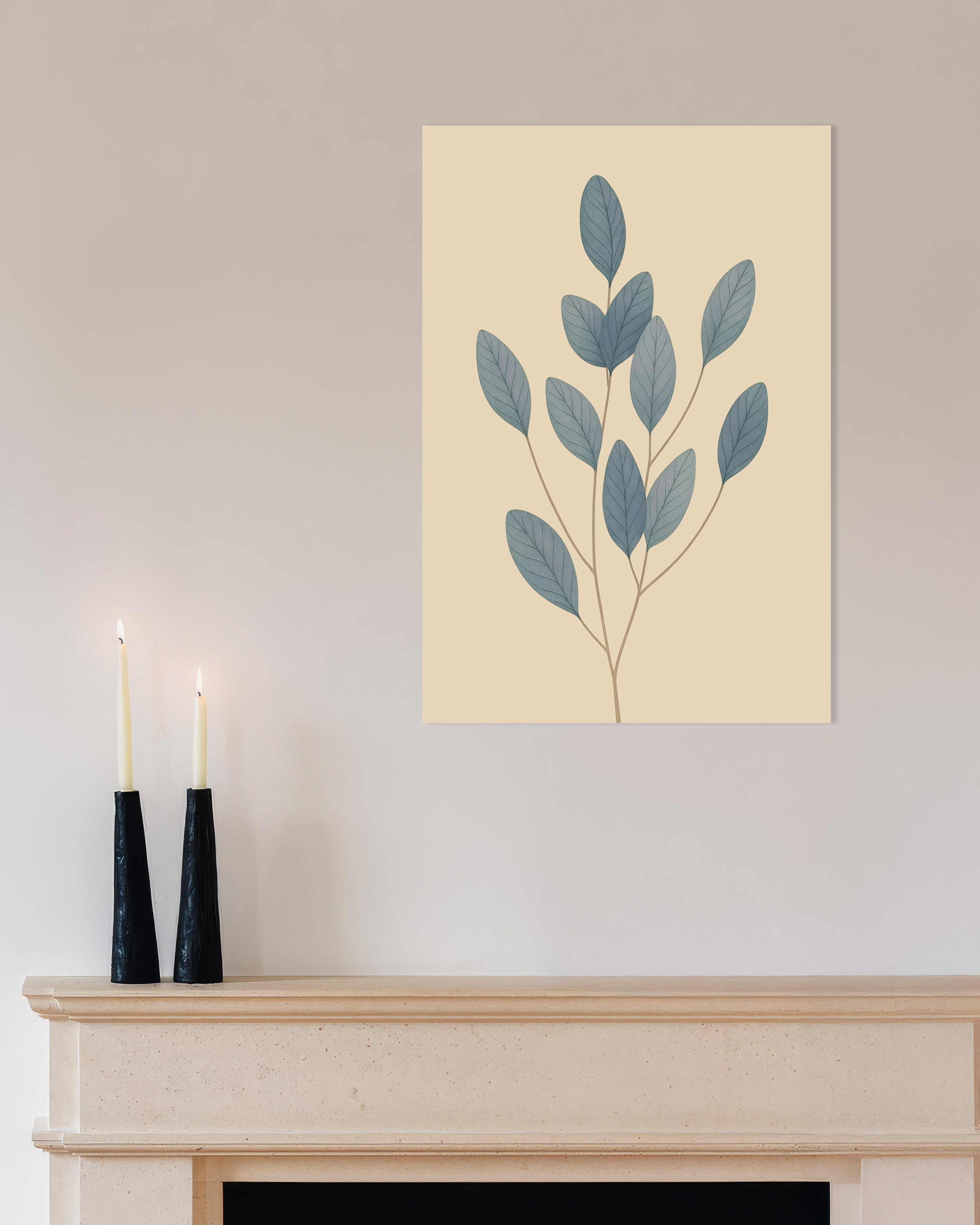 Poster of Blue Leaves Poster – Minimal Botanical Art