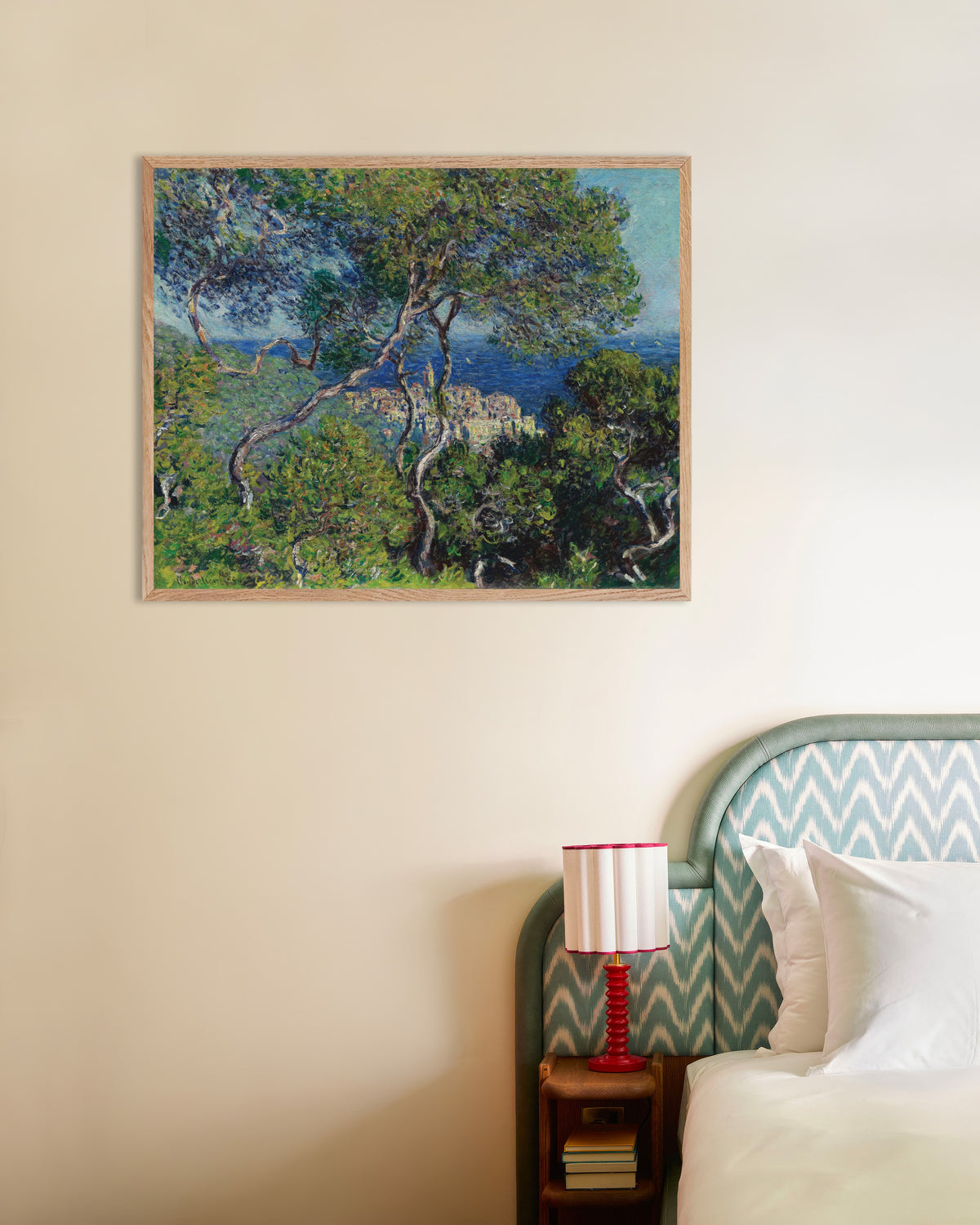 Plakat Bordighera (1884), Claude Monet, w ramie z naturalnego drewna