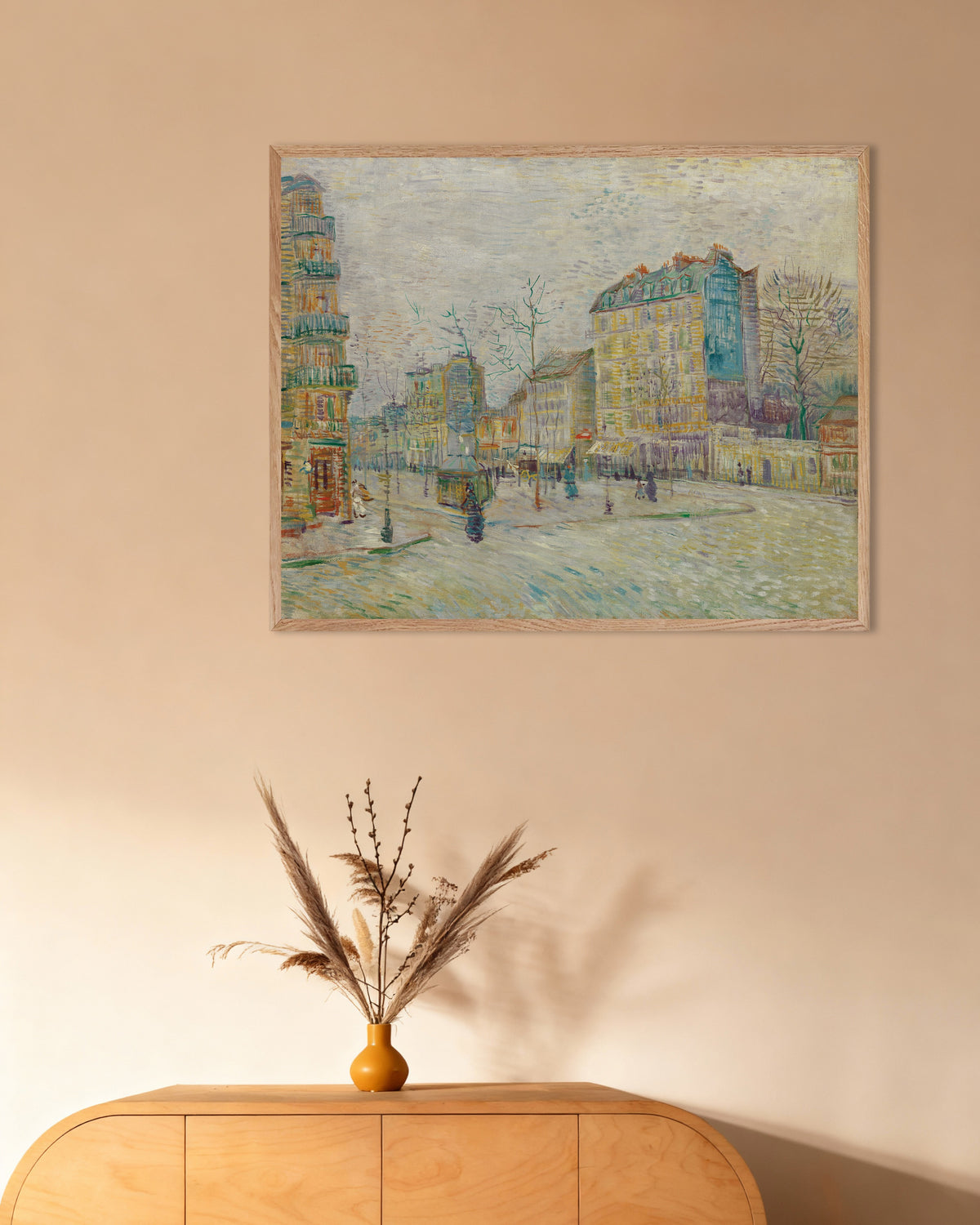 Plakat „Bulwar Clichy (1887), Vincent van Gogh” w ramie z naturalnego drewna