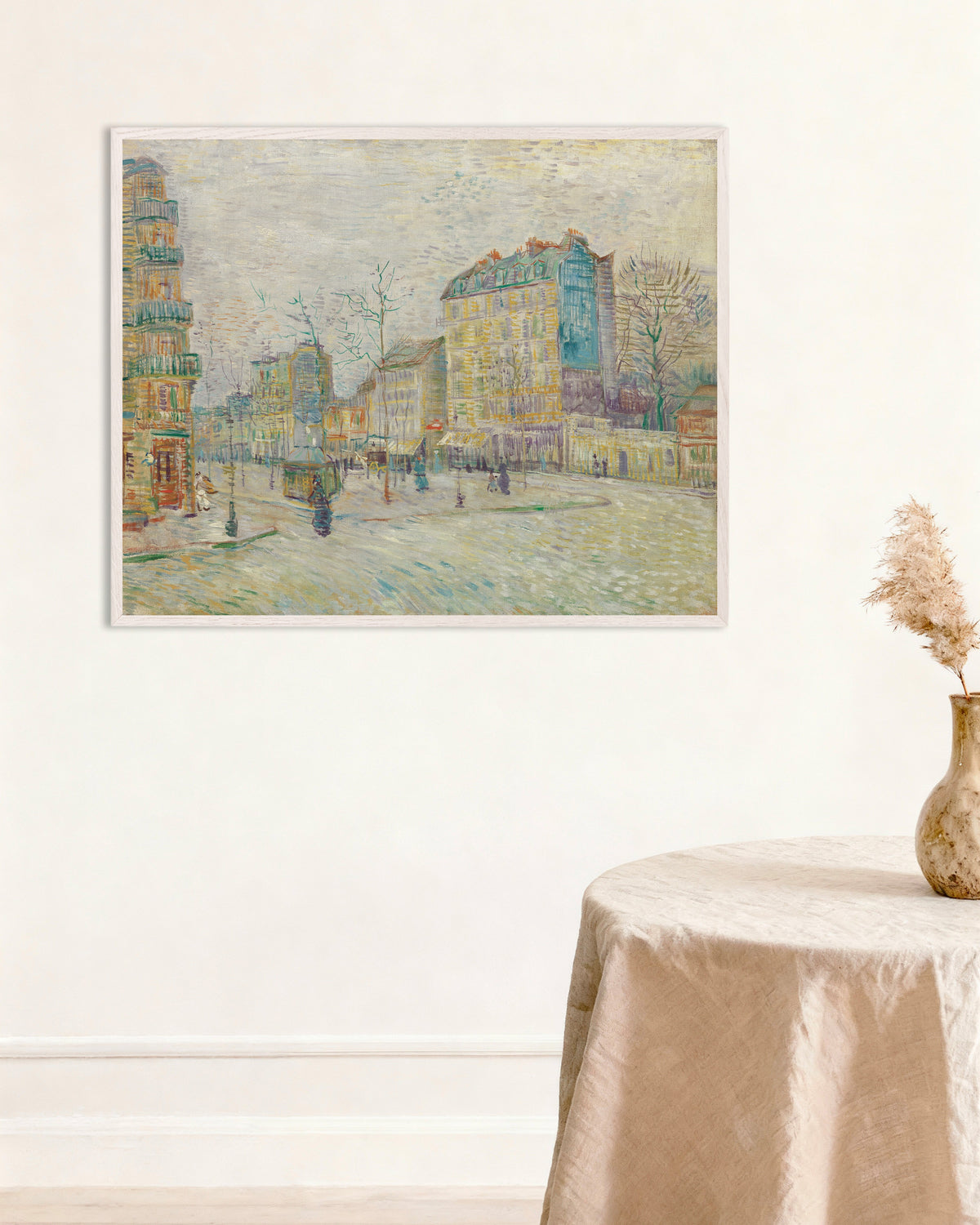 Plakat „Bulwar Clichy (1887), Vincent van Gogh” w białej drewnianej ramie