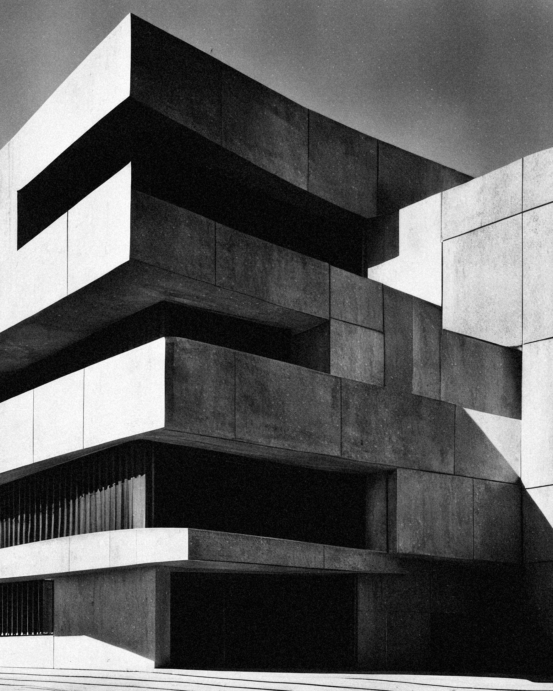 Plakat architektury brutalistycznej – nowoczesny betonowy design