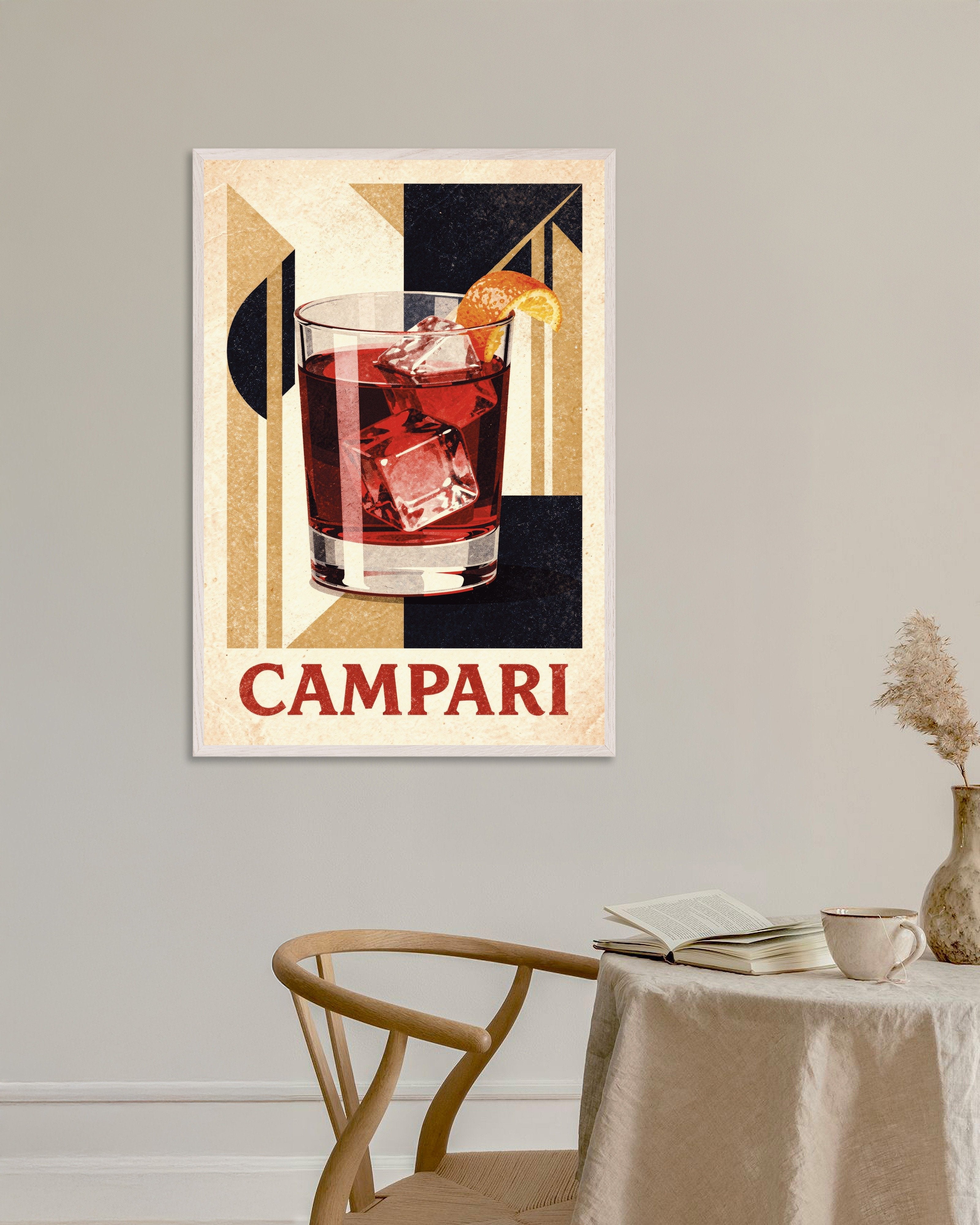 Poster of Campari Poster - Aperitivo Print, with white wooden frame