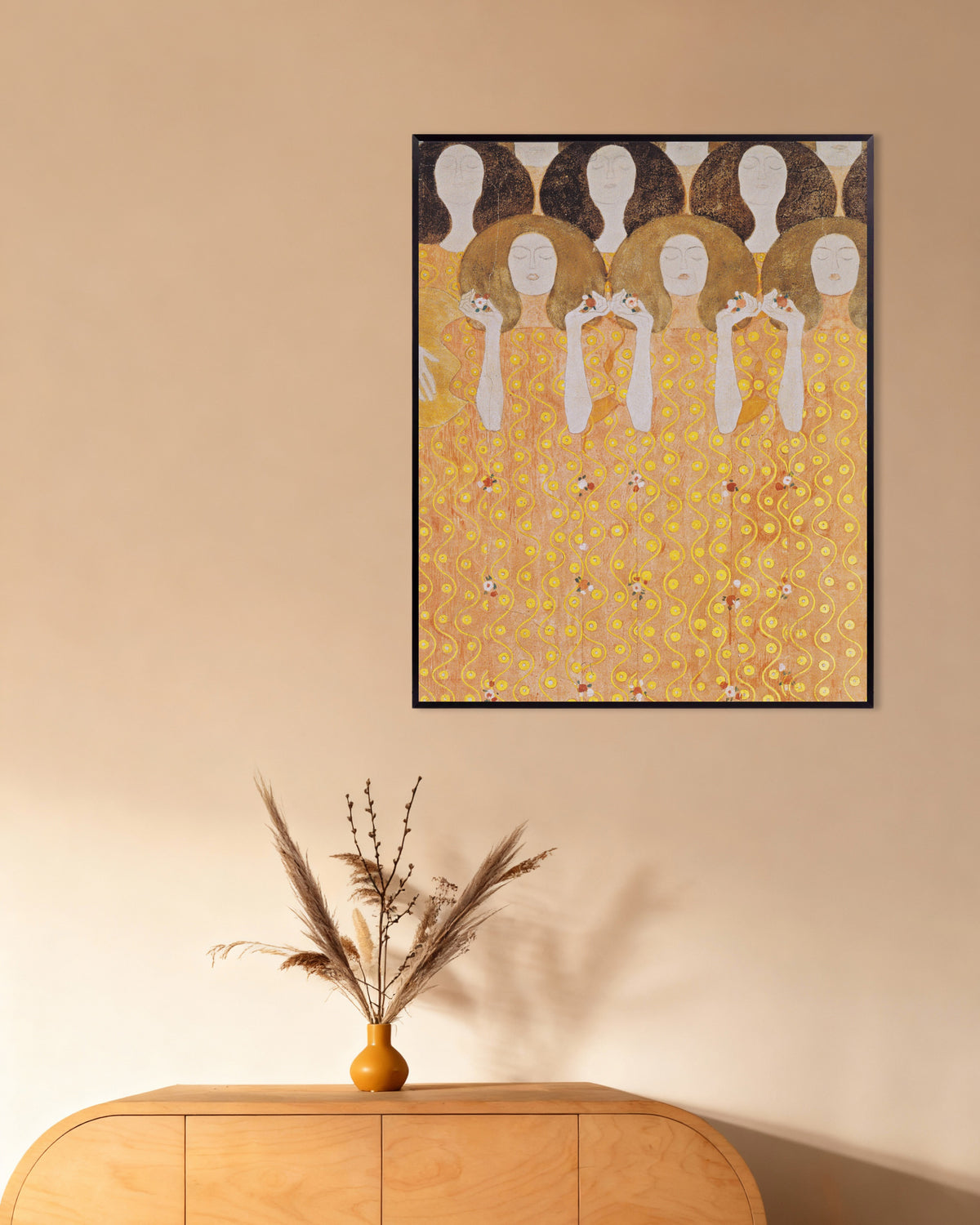 Plakat Chór aniołów raju, Fryz Beethovenowski (1902), Gustav Klimt, w metalowej ramie