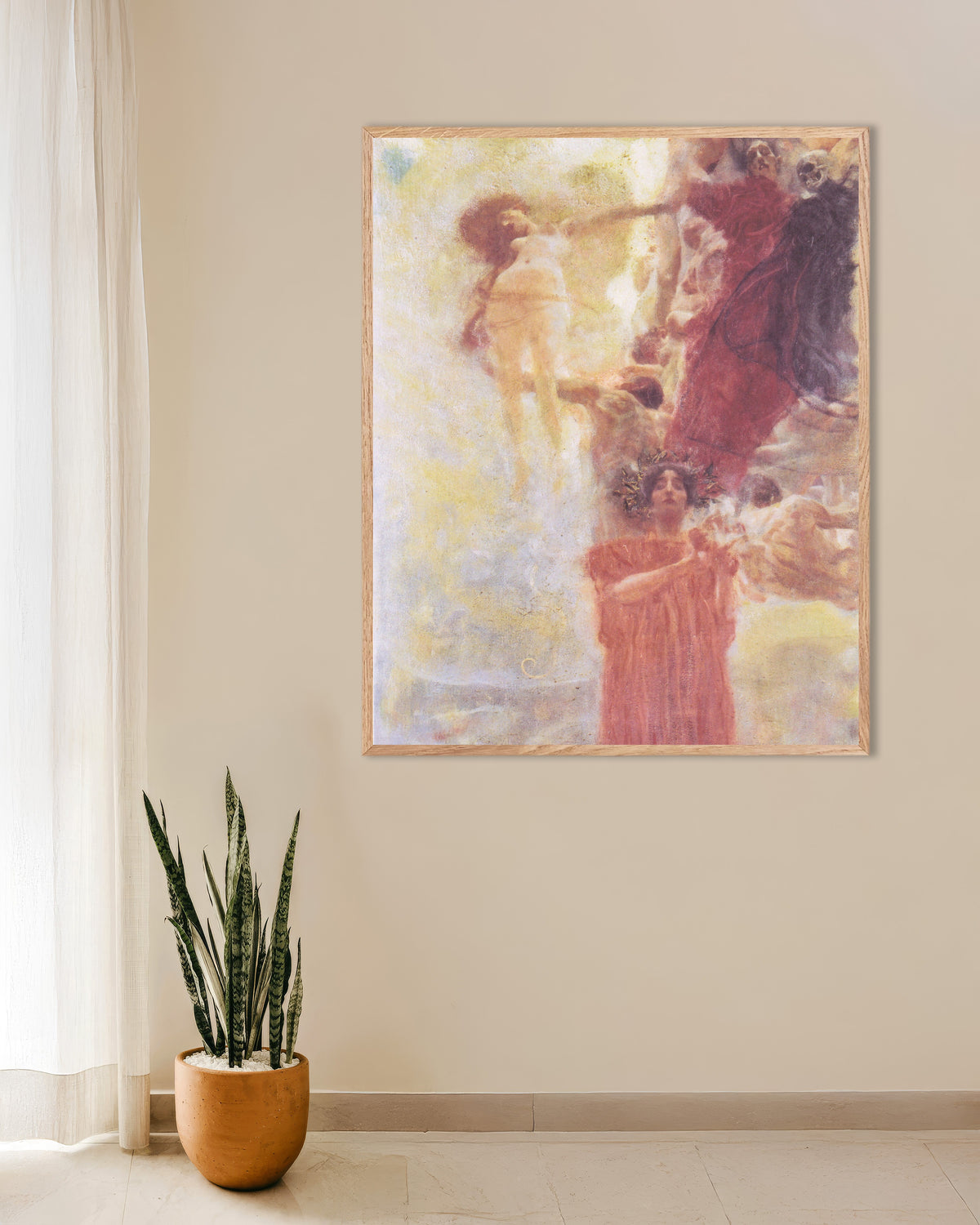 Plakat Szkic kompozycyjny do Medycyny (1897–1898), Gustav Klimt, w ramie z naturalnego drewna