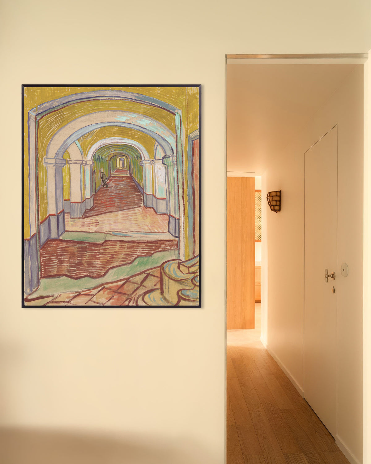 Plakat „Korytarz w przytułku (1889), Vincent van Gogh” w metalowej ramie