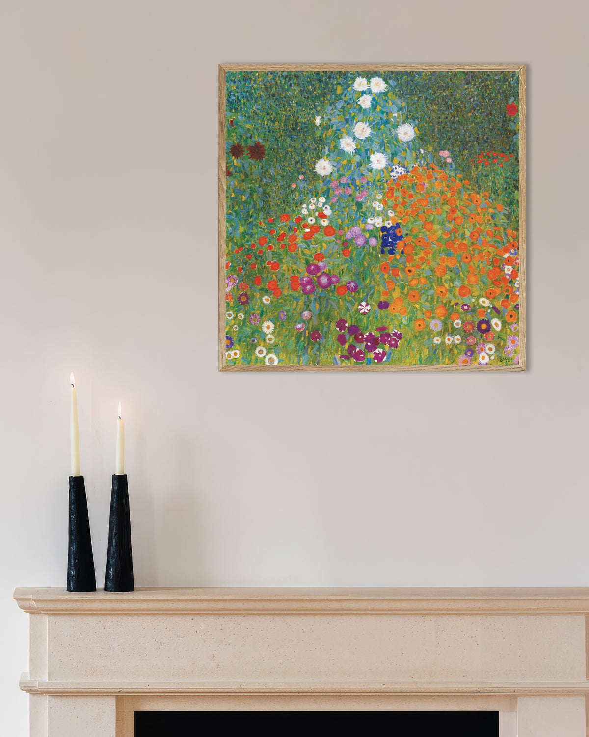 Plakat Wiejski ogród (1905–1907), Gustav Klimt, w ramie z naturalnego drewna