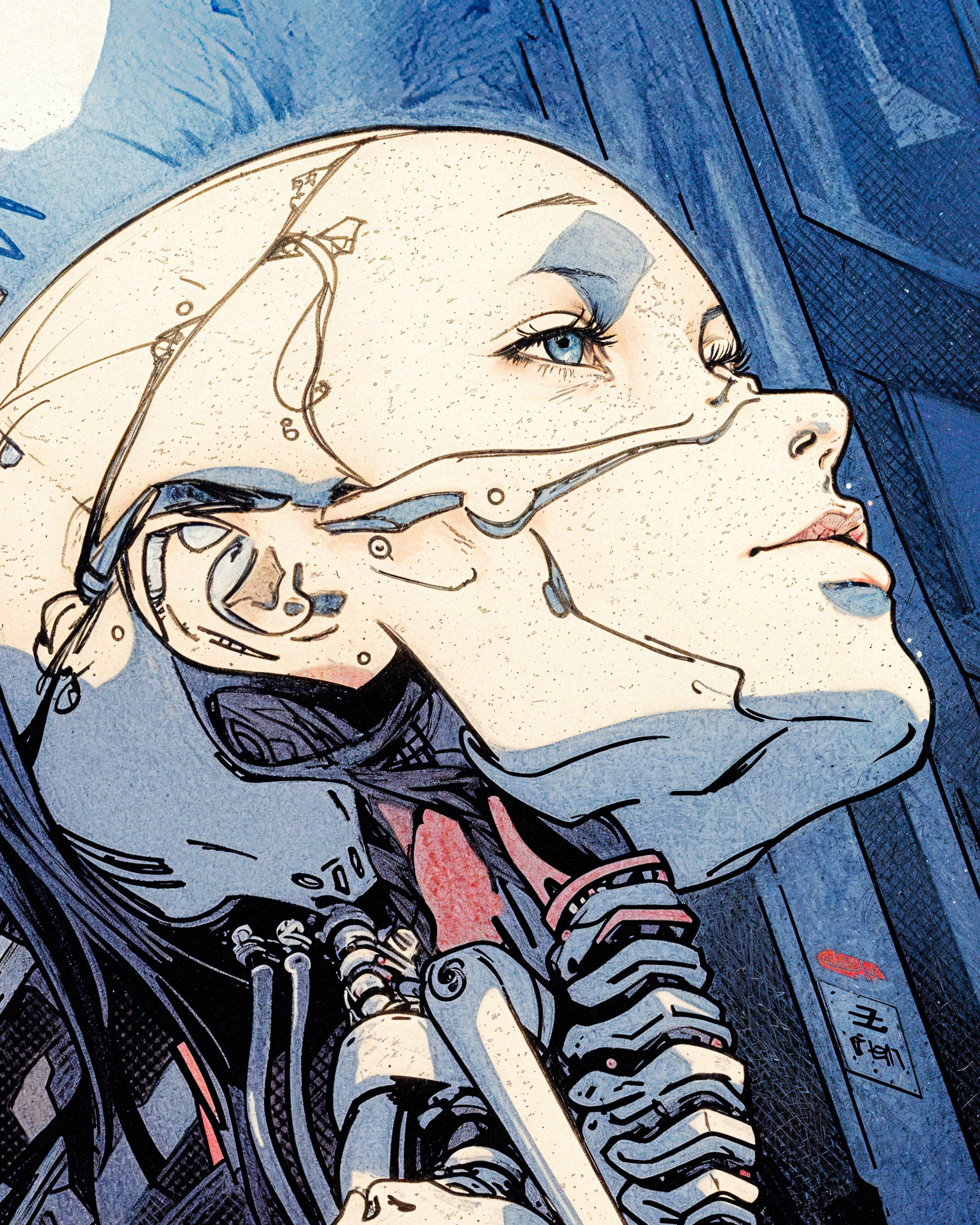 Cyberpunk, manga robotka - Plakat