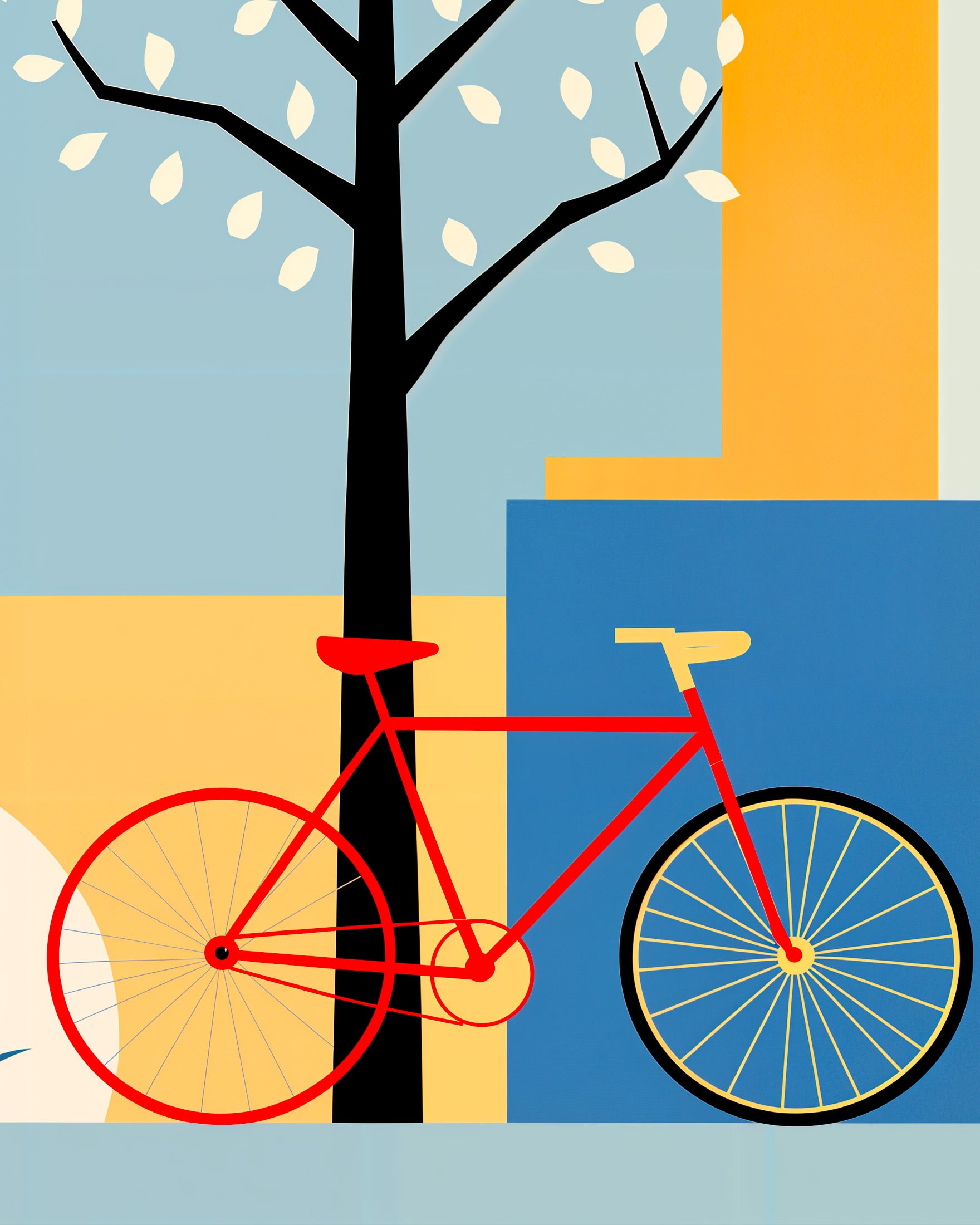 Plakat rowerowy, geometryczna sztuka abstrakcyjna