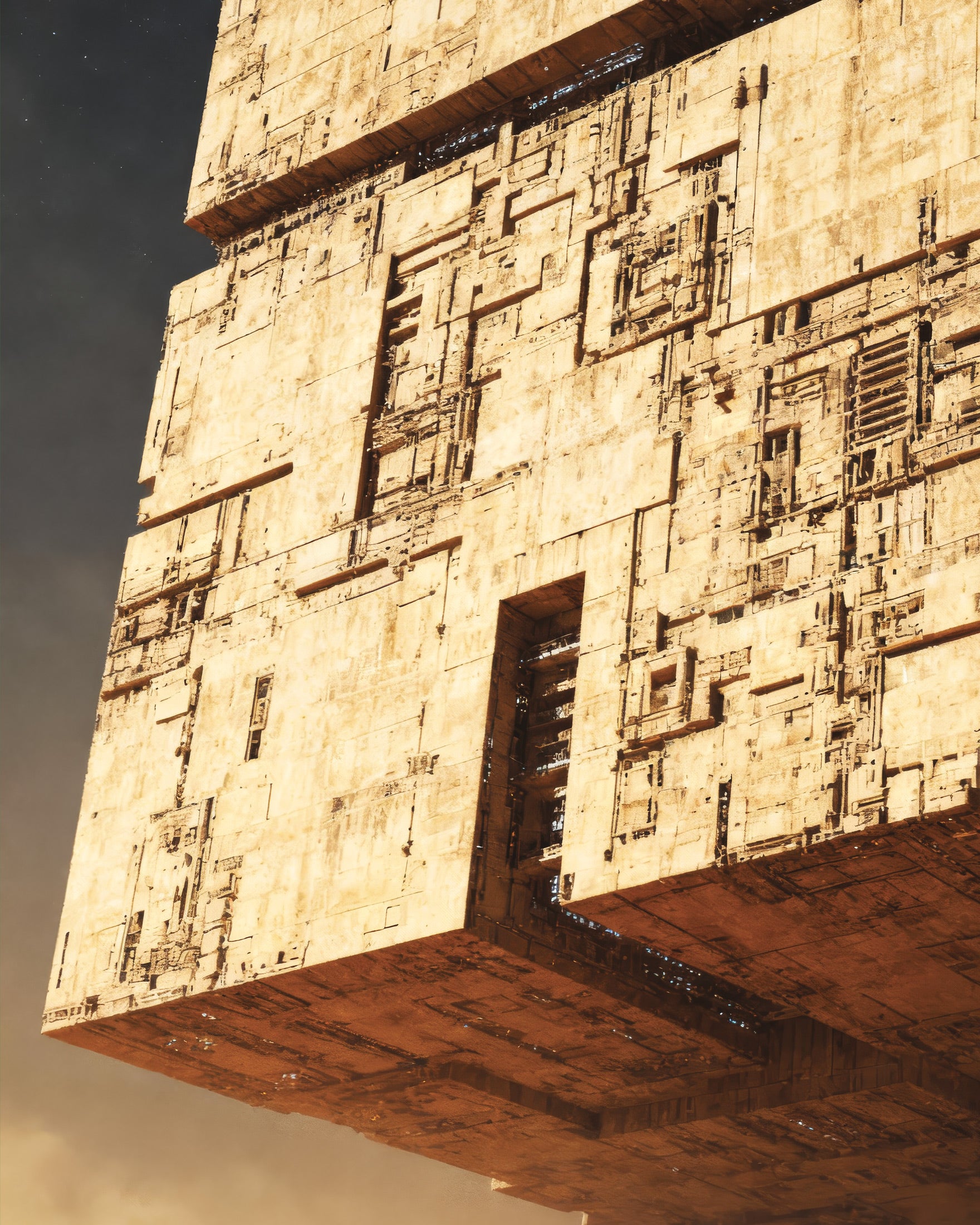 Kolosalna Pustynna Kostka, Wydma, Plakat Megastruktury Sci-Fi