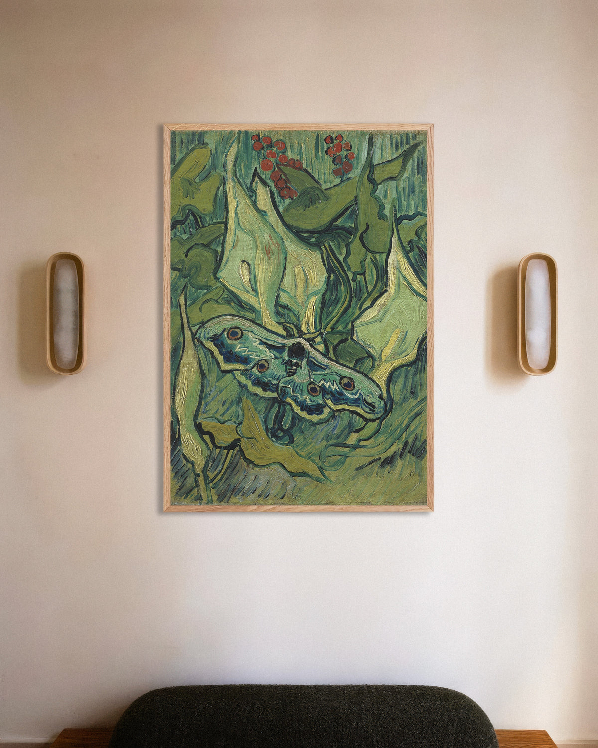 Plakat „Ćma cesarska (1889), Vincent van Gogh” w ramie z naturalnego drewna
