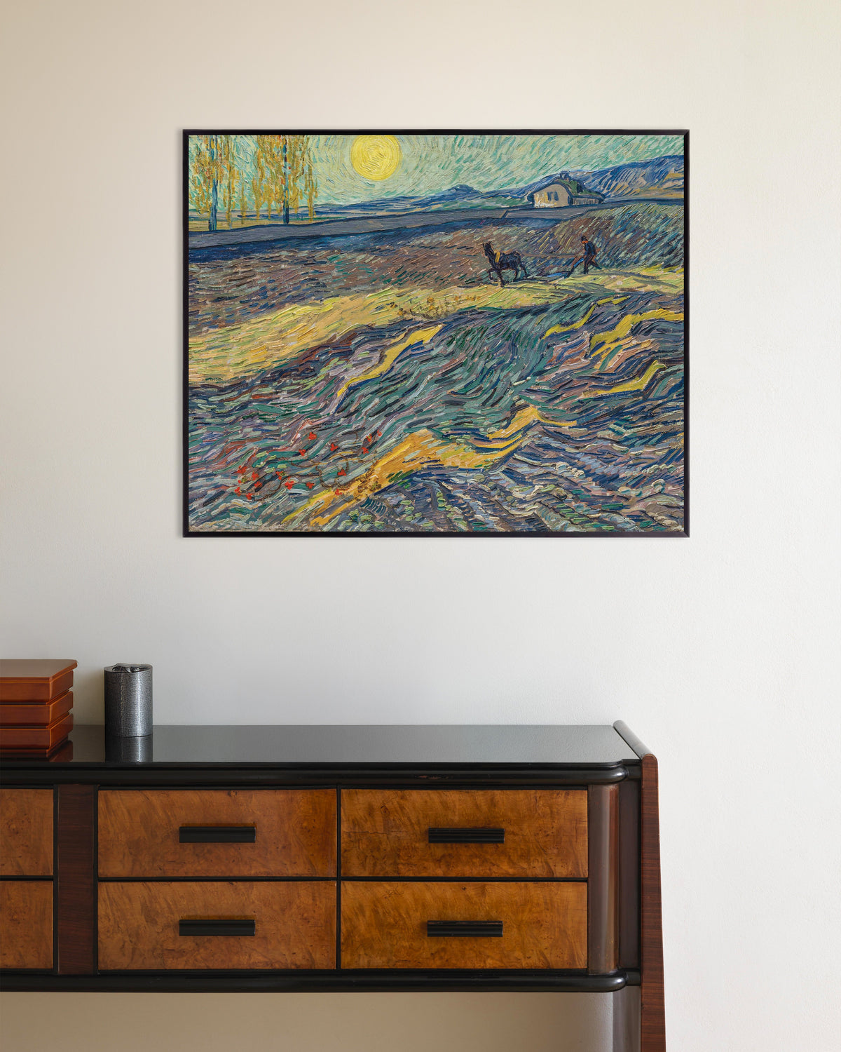 Plakat z Zamknięte pole z oraczem (1889), Vincent van Gogh, w metalowej ramie