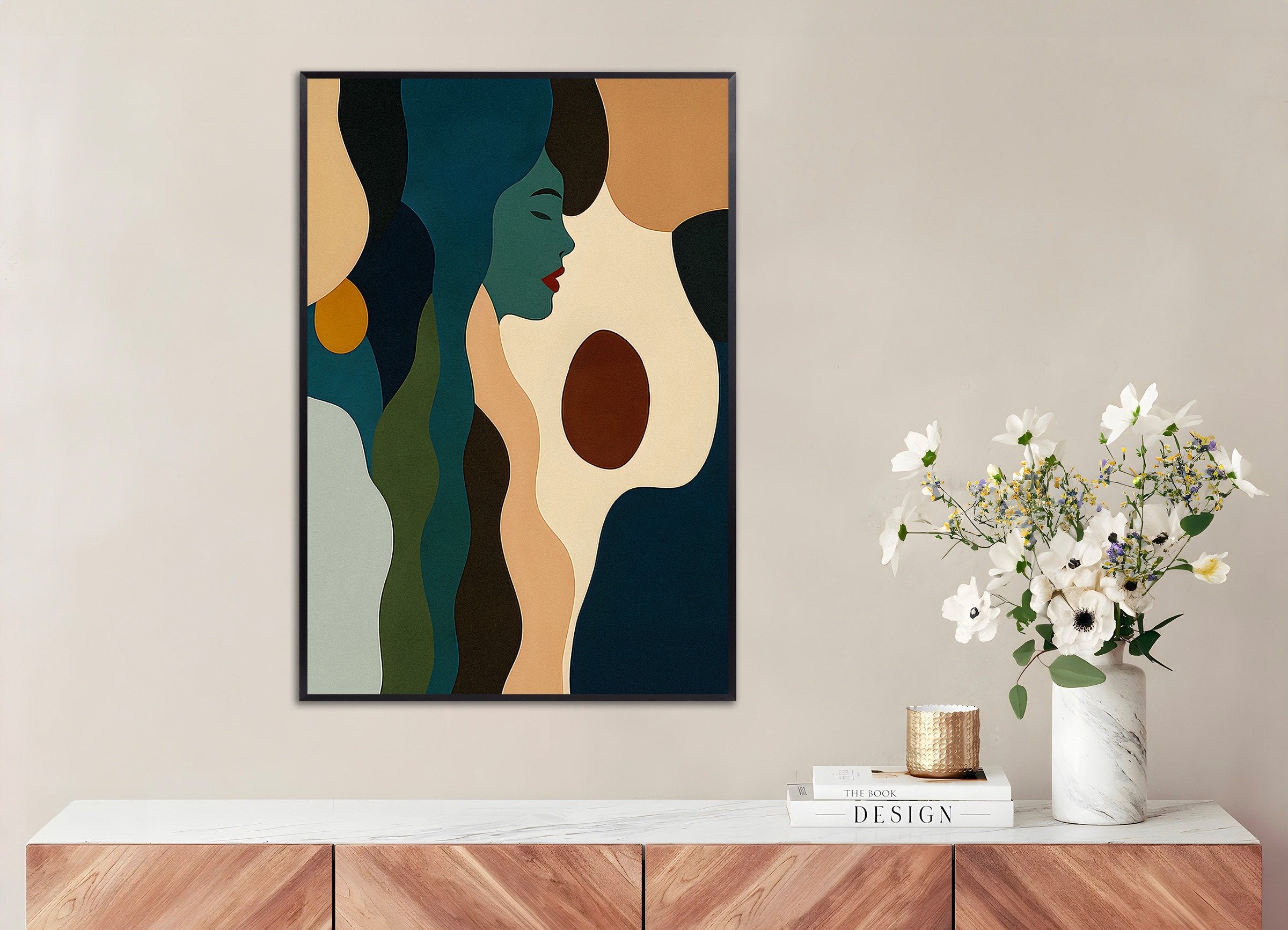 Poster of Face of Autumn - Abstract Shapes, with metal frame