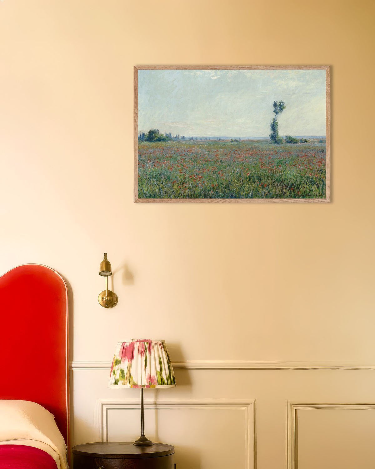 Plakat Pole maków, Claude Monet, w ramie z naturalnego drewna