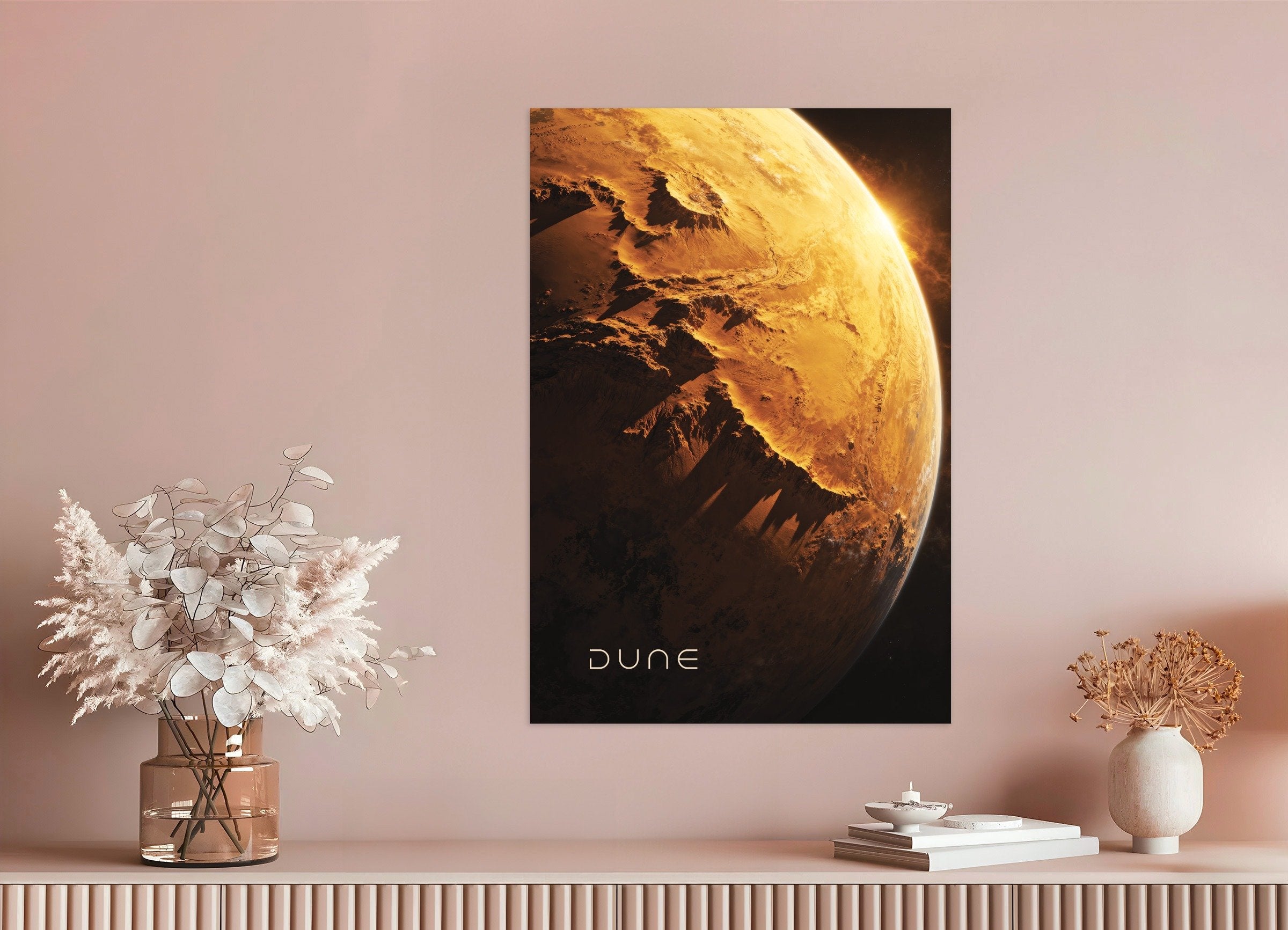 Poster of Golden Planet Poster, Sci-Fi Desert World Art Print