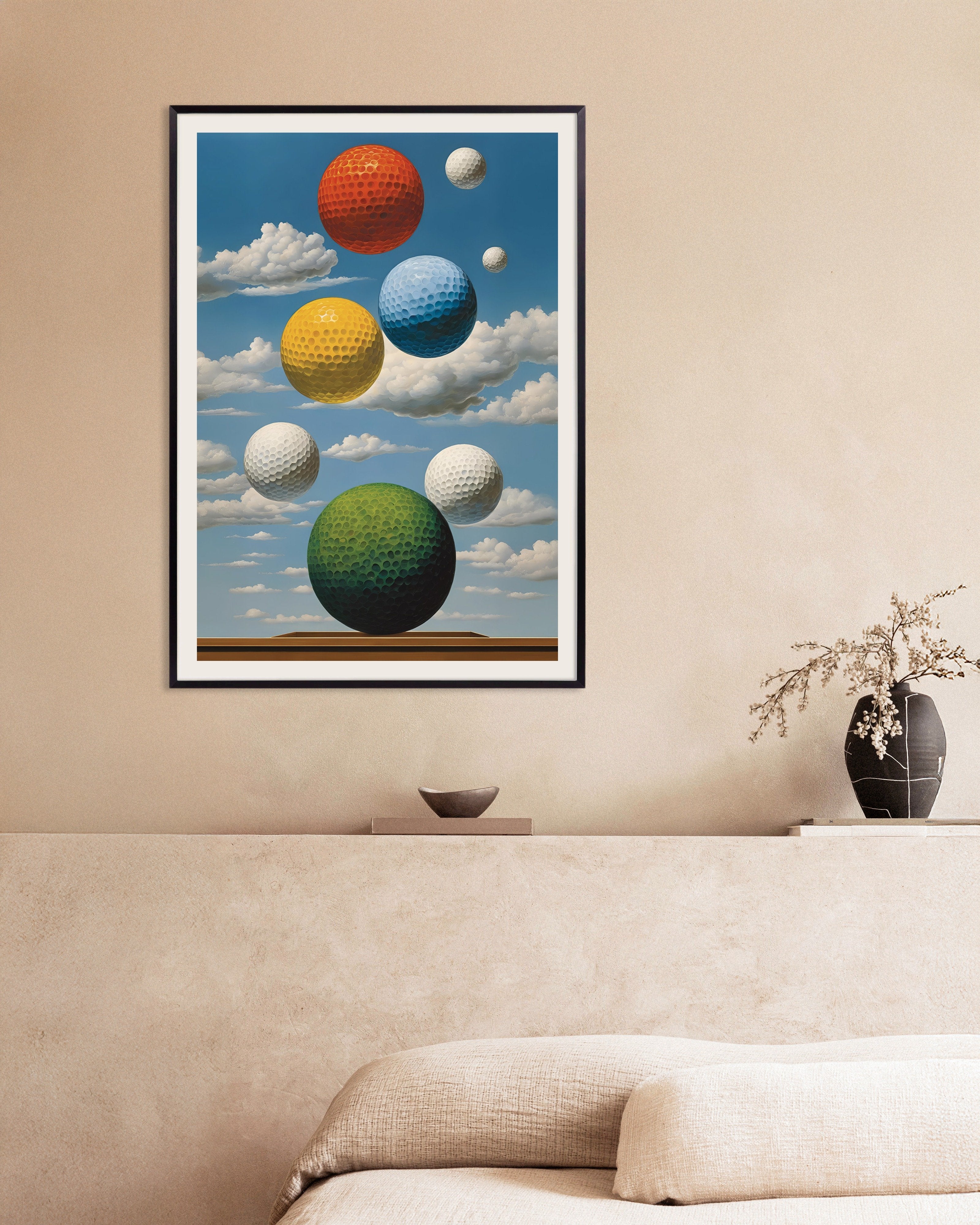 Poster of Golf worlds – Surreal sky poster, with metal frame