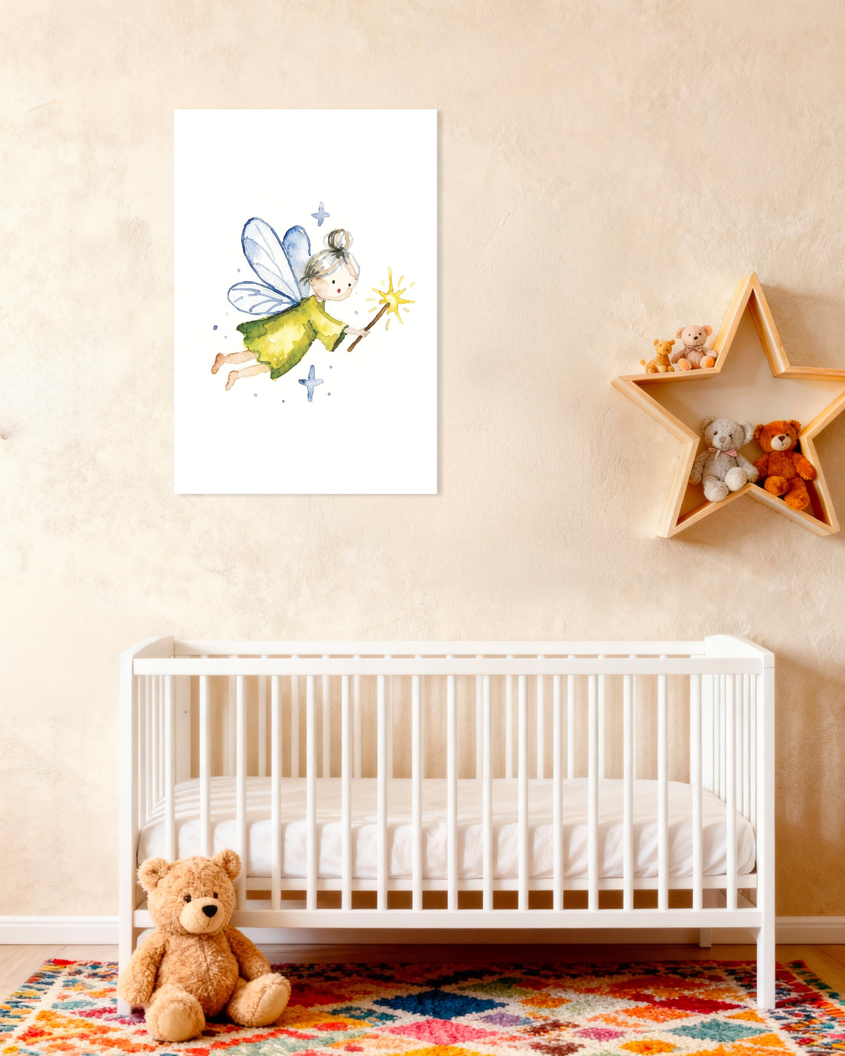 Poster of Green Dress Fairy Watercolor Poster