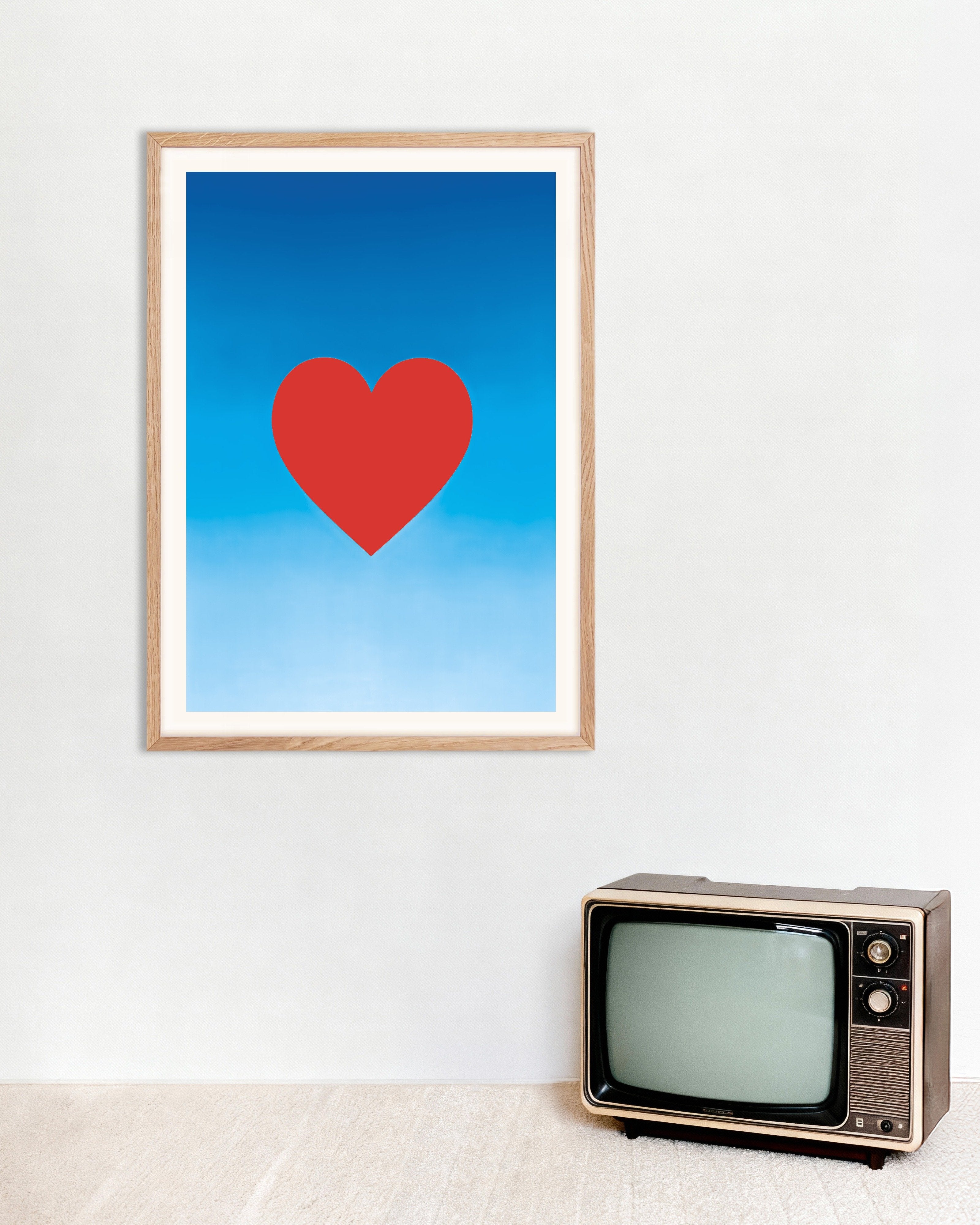 Poster of Heart in the Sky - Poster, with natural wooden frame