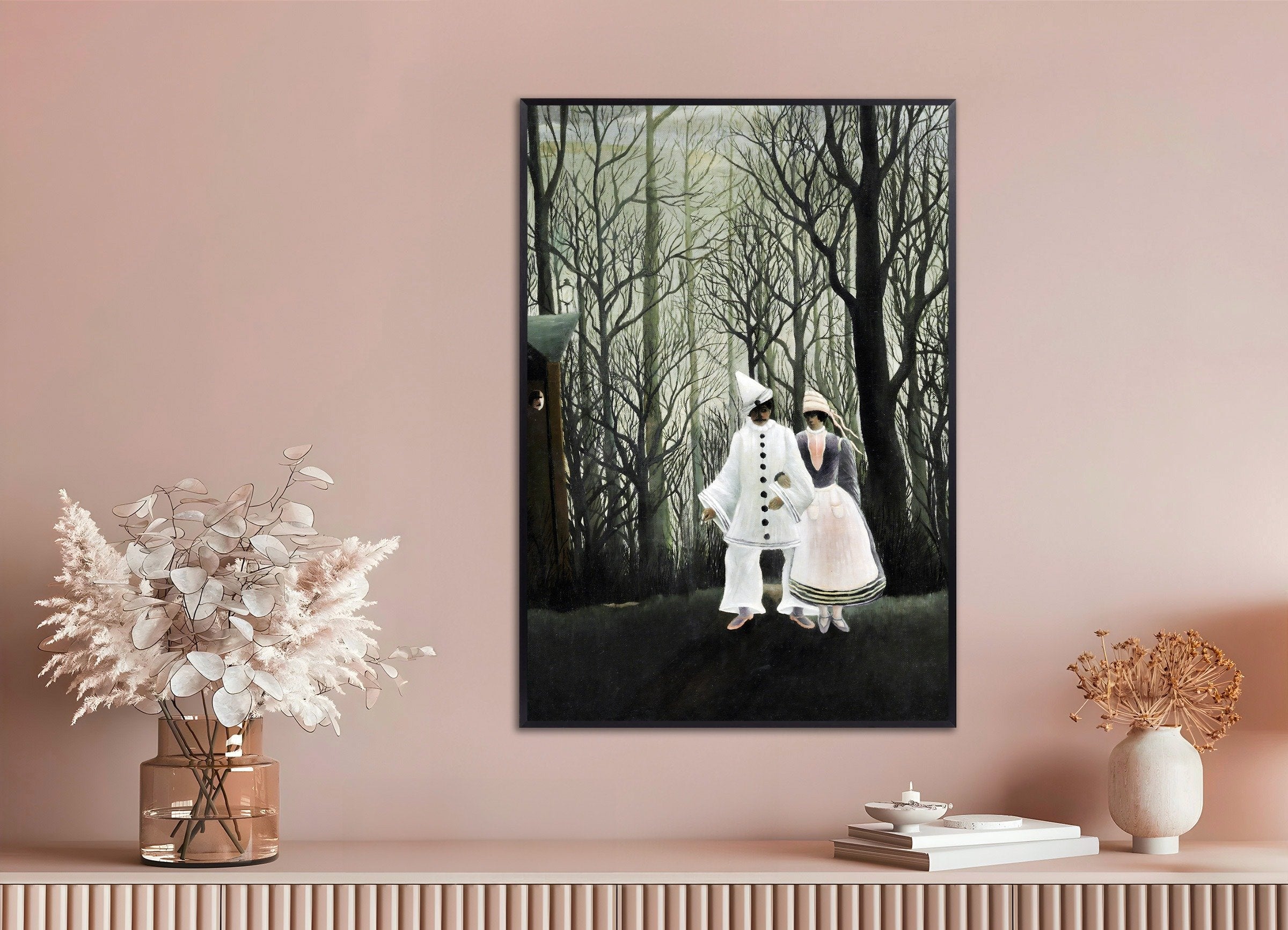 Poster of Henri Rousseau Print - A Carnival Evening (detail), with metal frame