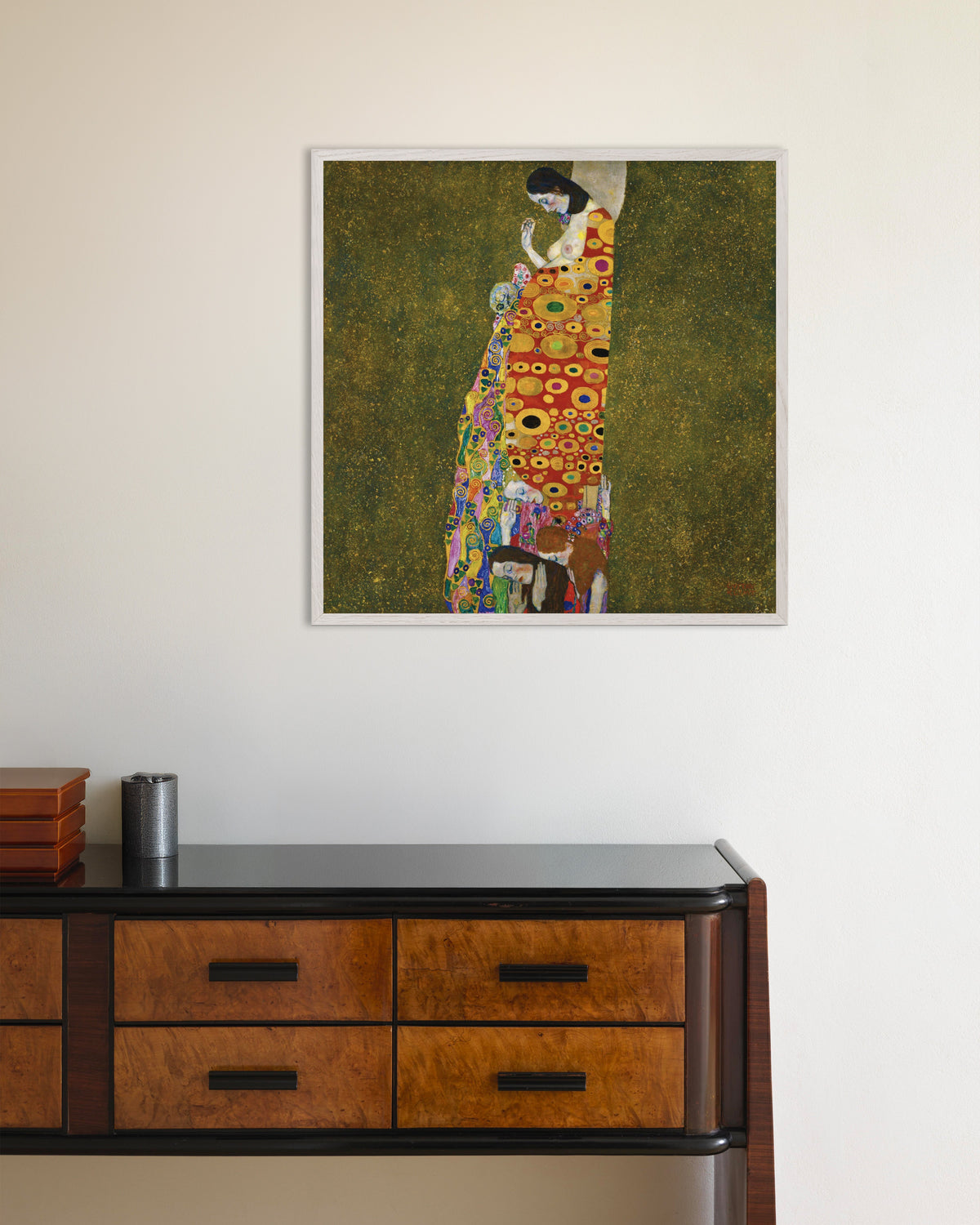 Plakat Nadzieja II (1907–1908), Gustav Klimt, w białej drewnianej ramie