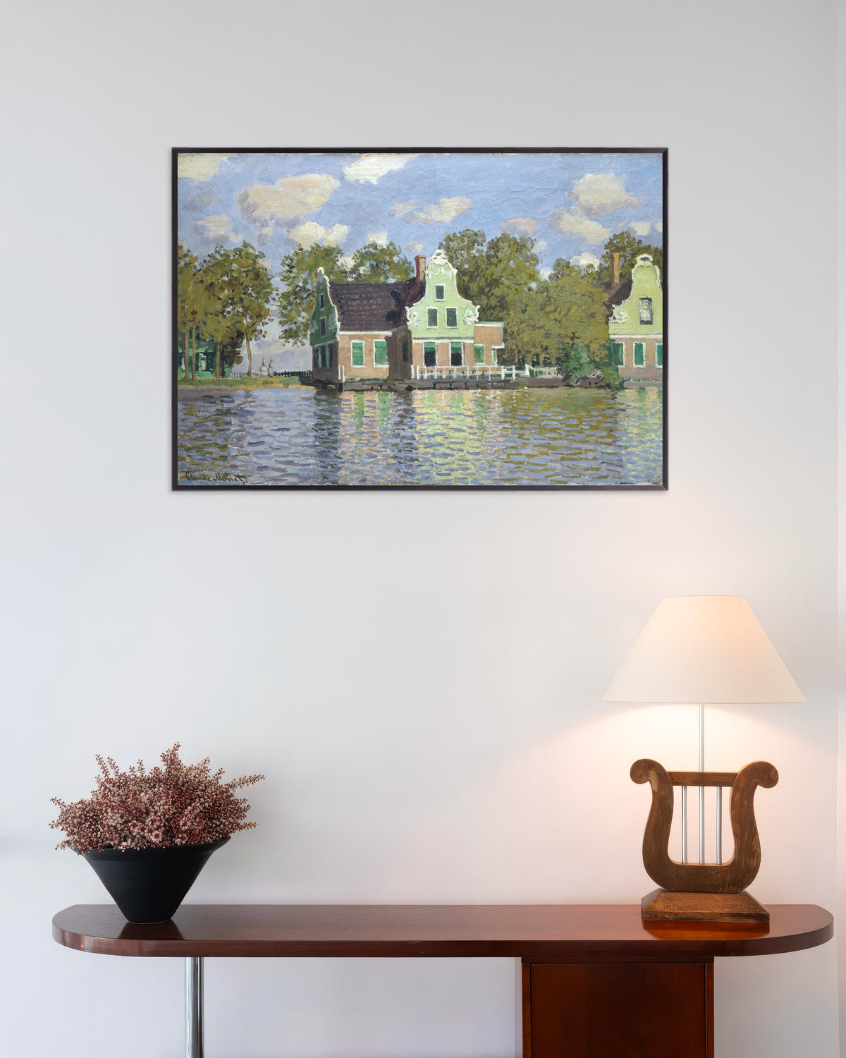 Plakat Domy nad brzegiem Zaan (1871), Claude Monet, w metalowej ramie