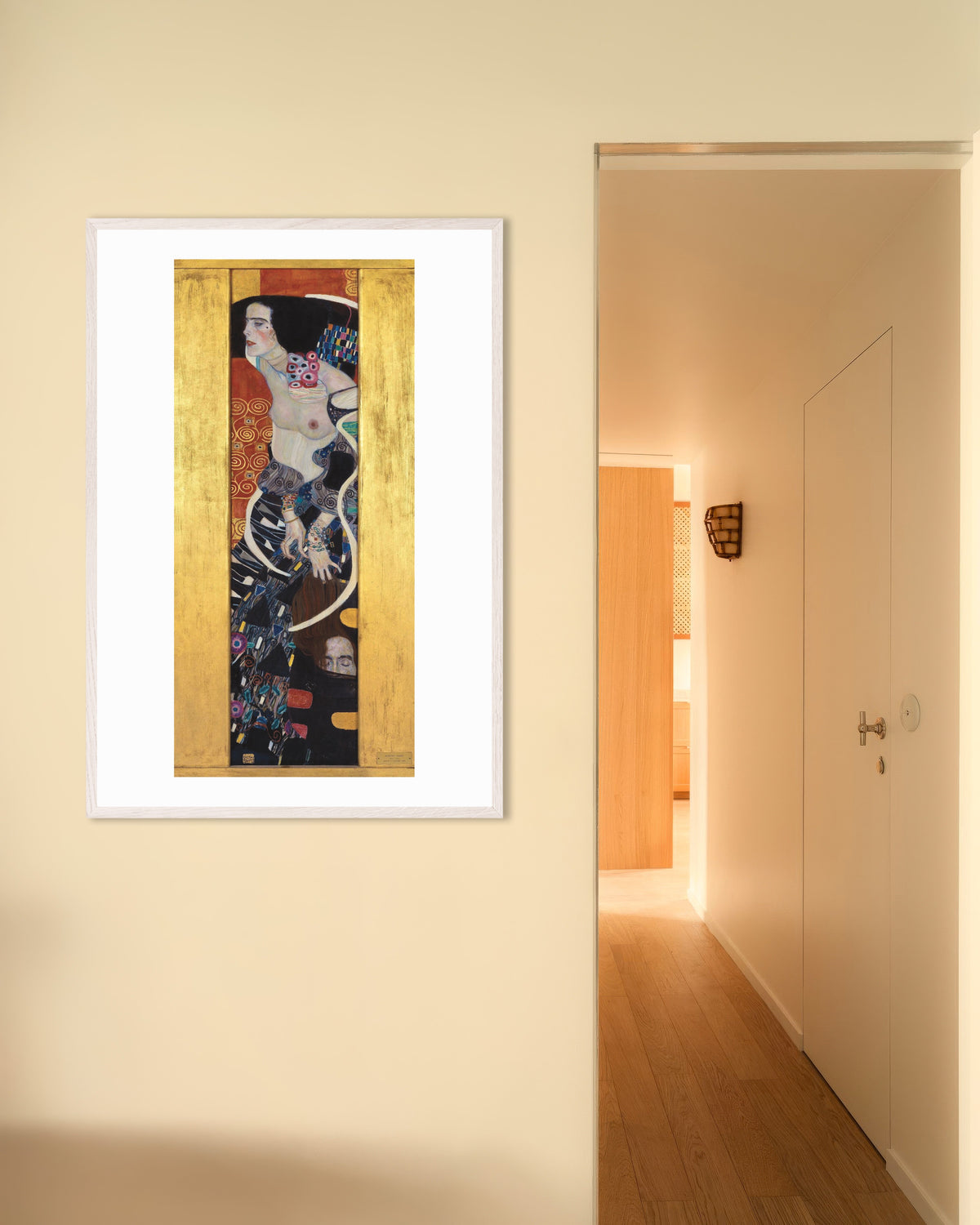 Plakat Judyta II (1909), Gustav Klimt, w białej drewnianej ramie