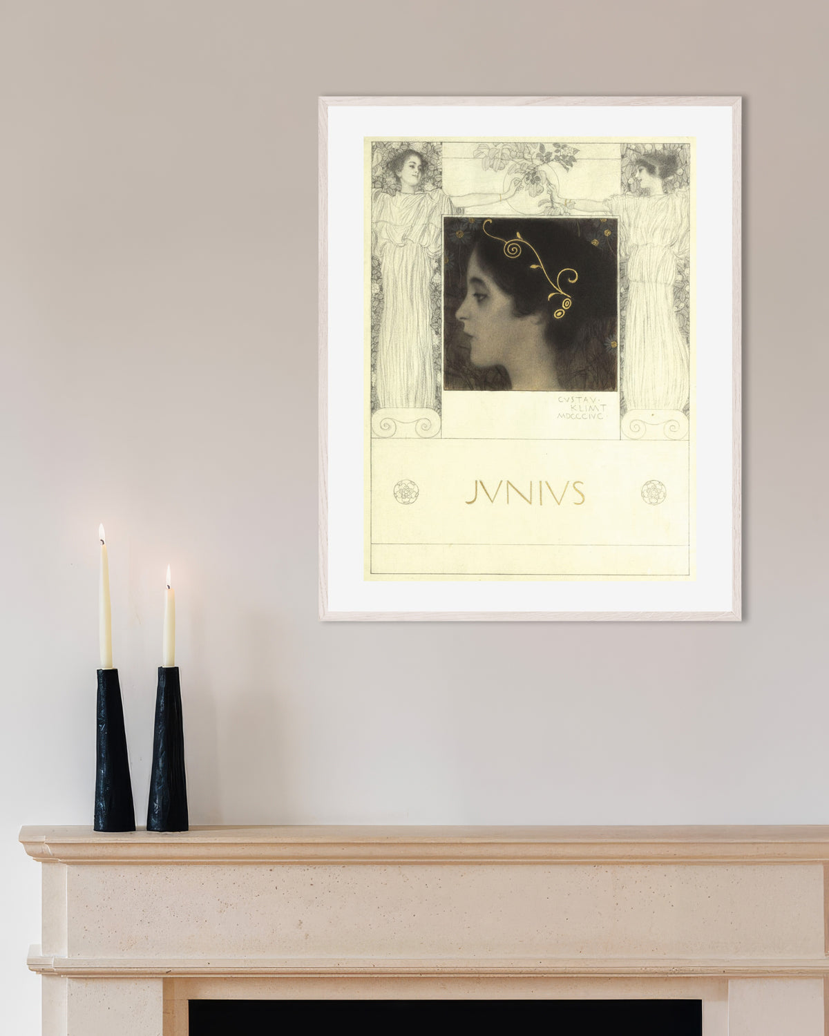 Plakat Junius (1896), Gustav Klimt, w białej drewnianej ramie