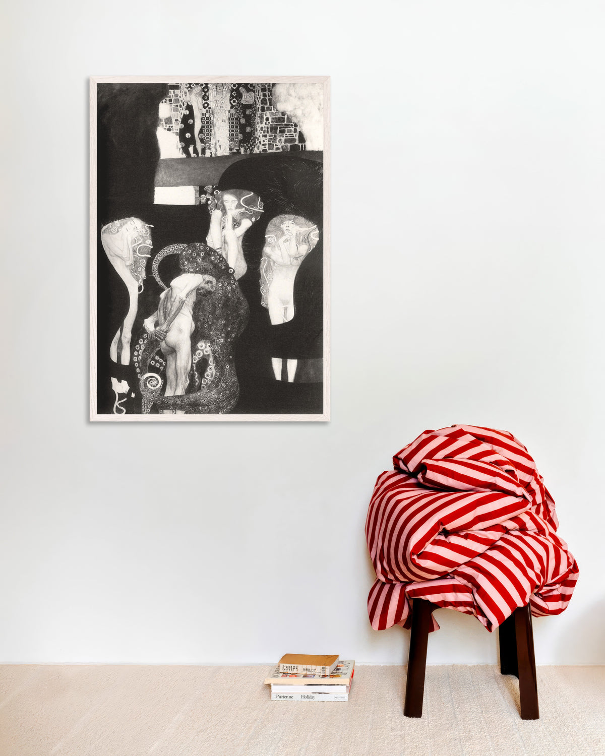 Plakat Jurysprudencja (1907), Gustav Klimt, w białej drewnianej ramie