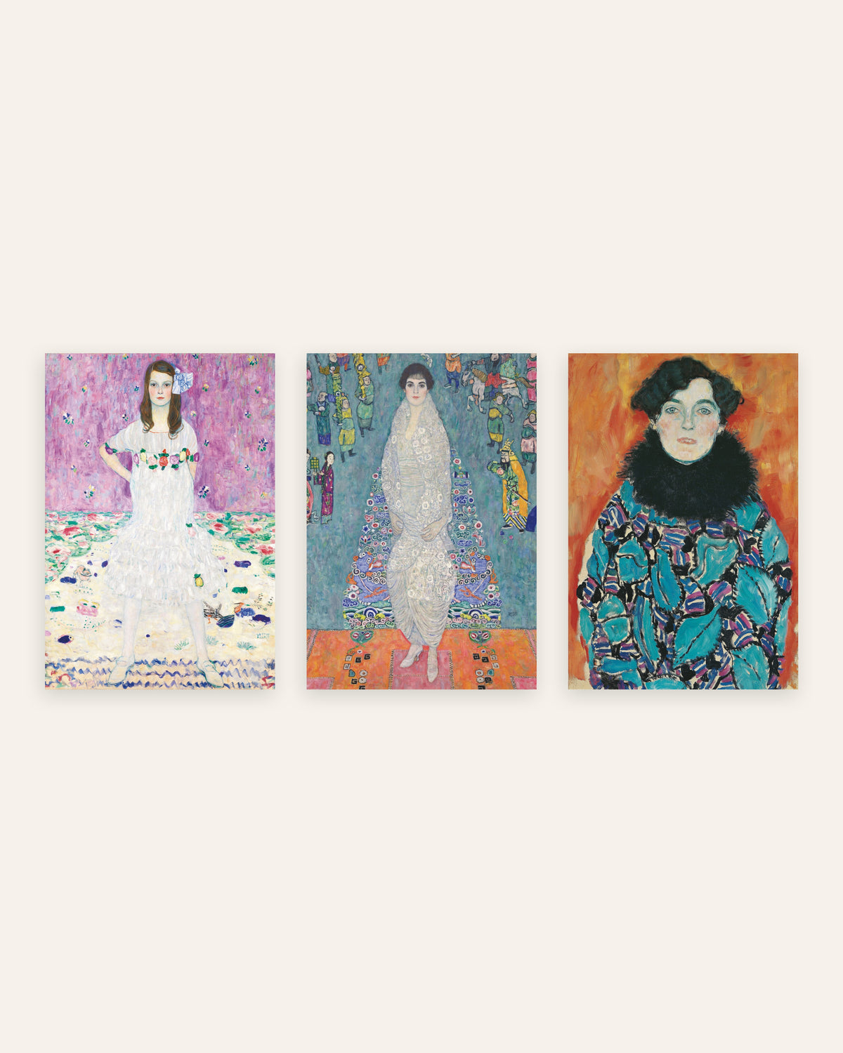 Plakaty Klimta, zestaw 3 portretów: Mäda Primavesi, Elisabeth Lederer i Johanna Staude, bez ramy