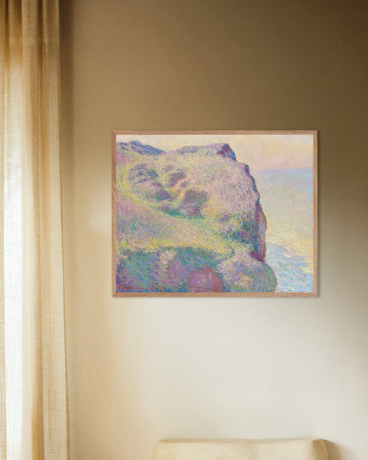Plakat Cypel Petit Ailly (1897), Claude Monet, w ramie z naturalnego drewna