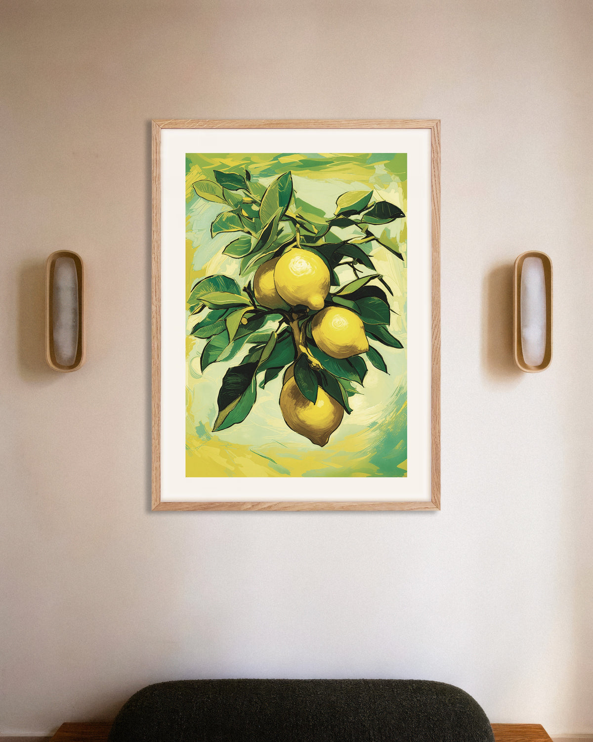 Plakat „Cytryny z Sorrento” w ramie z naturalnego drewna
