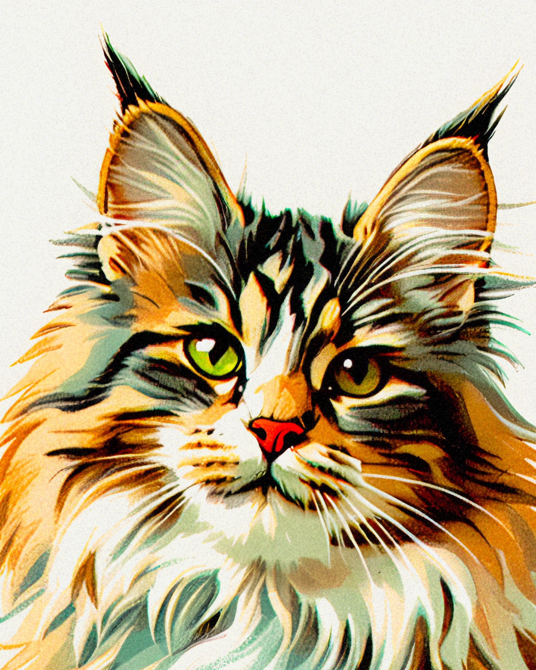 Kot Maine Coon 02 - sztuka vintage - Plakat