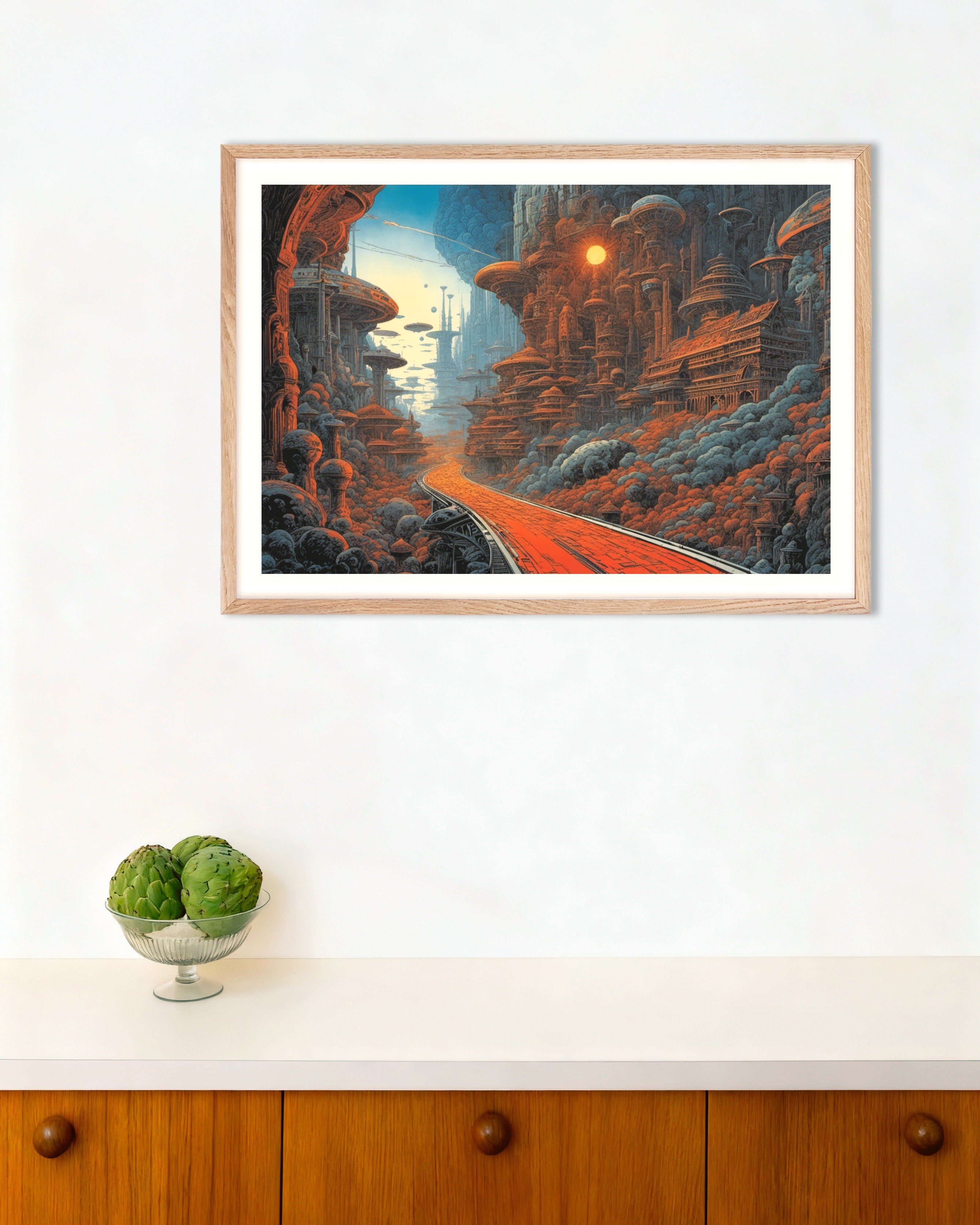 Poster of Métal hurlant (comic), Road - Poster, with natural wooden frame