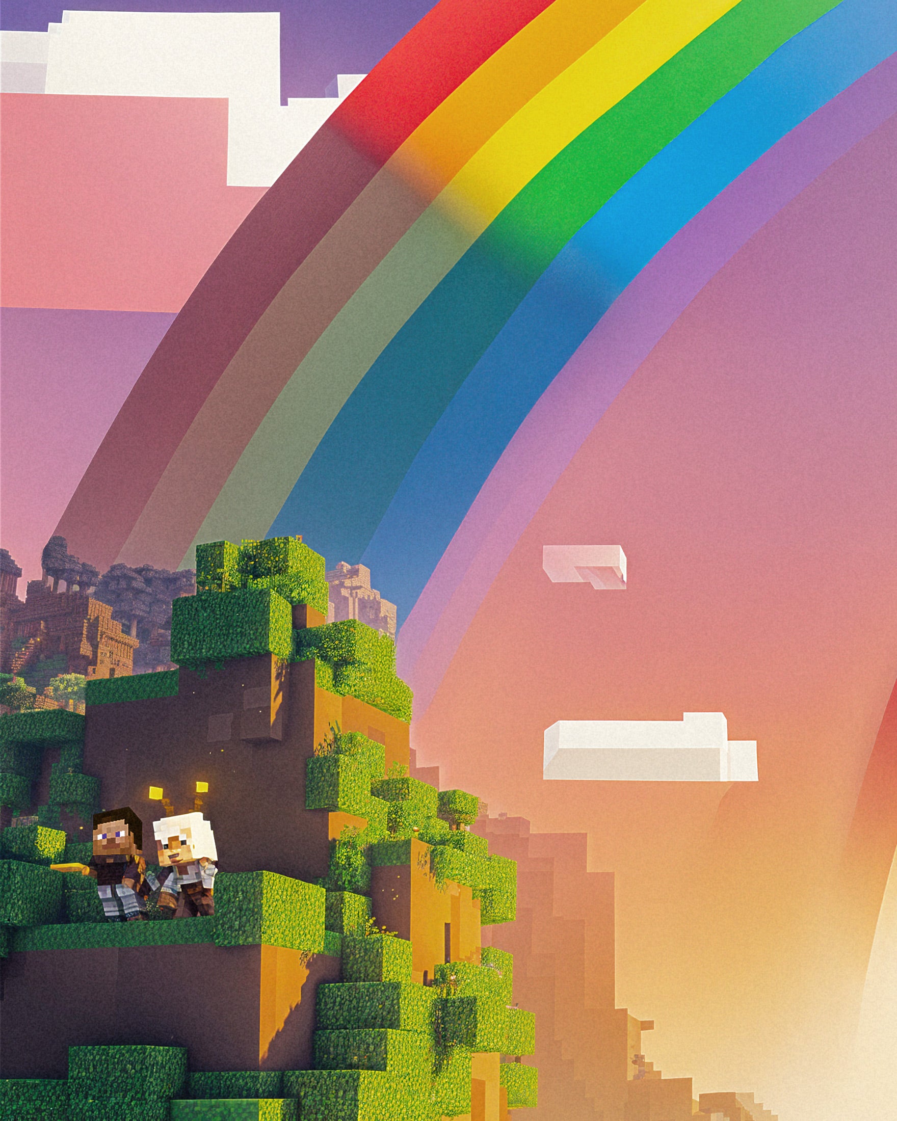 Minecraft Tęczowa Dolina - Plakat Gamingowy