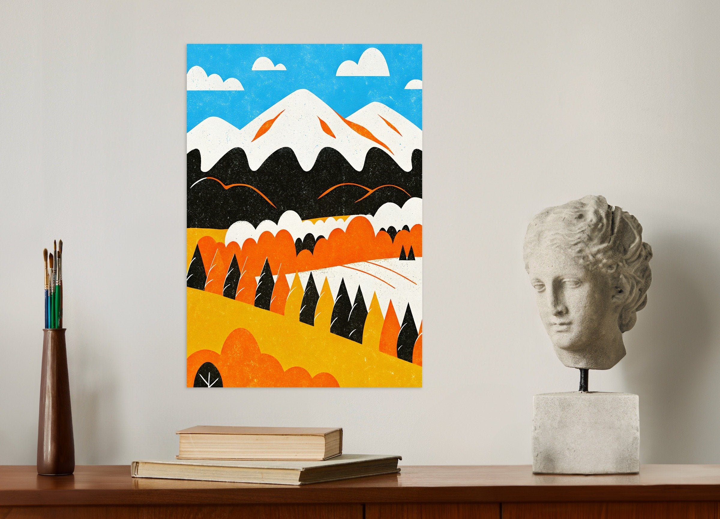 Poster of Modern Mountain Landscape – Graphic Nature Poster