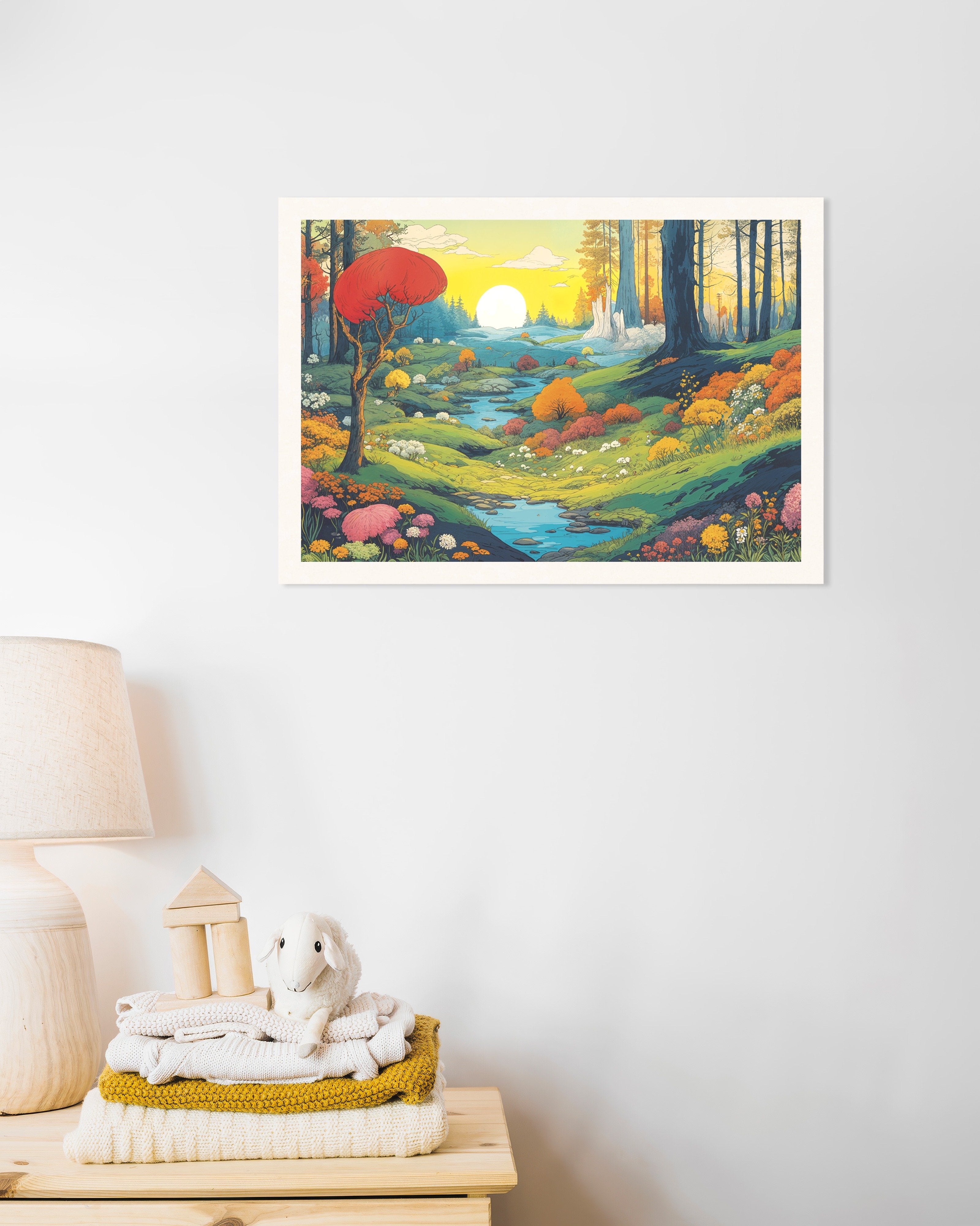 Poster of Moomin inspired sunlit valley poster