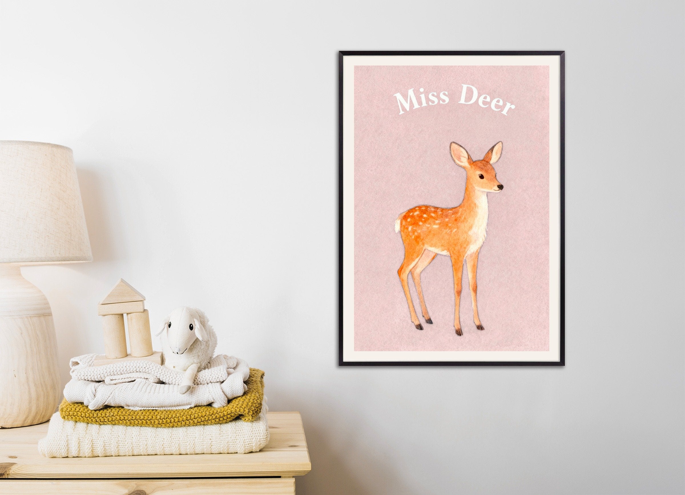 Poster of Nursery deer wall art – Gentle woodland poster, with metal frame